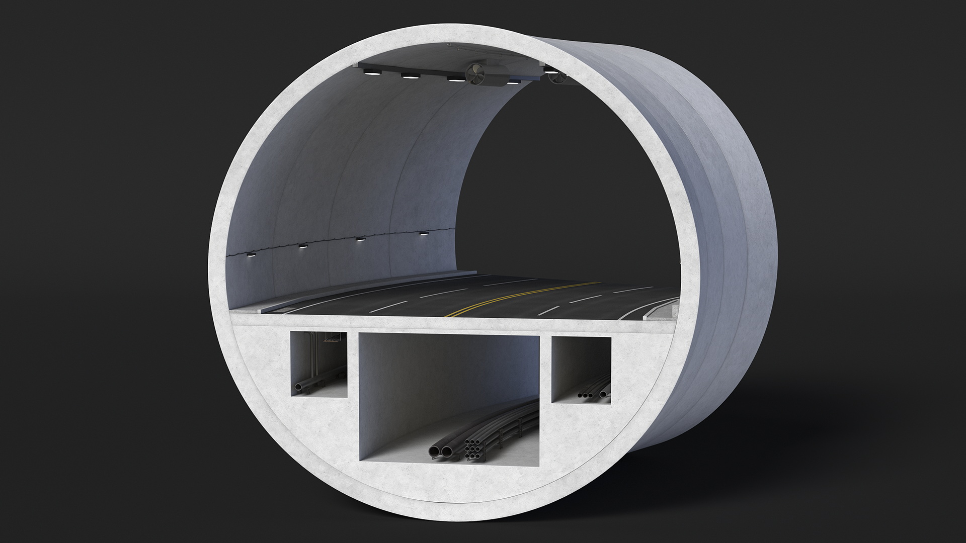 Road Tunnel Structure Section Turn 3D model