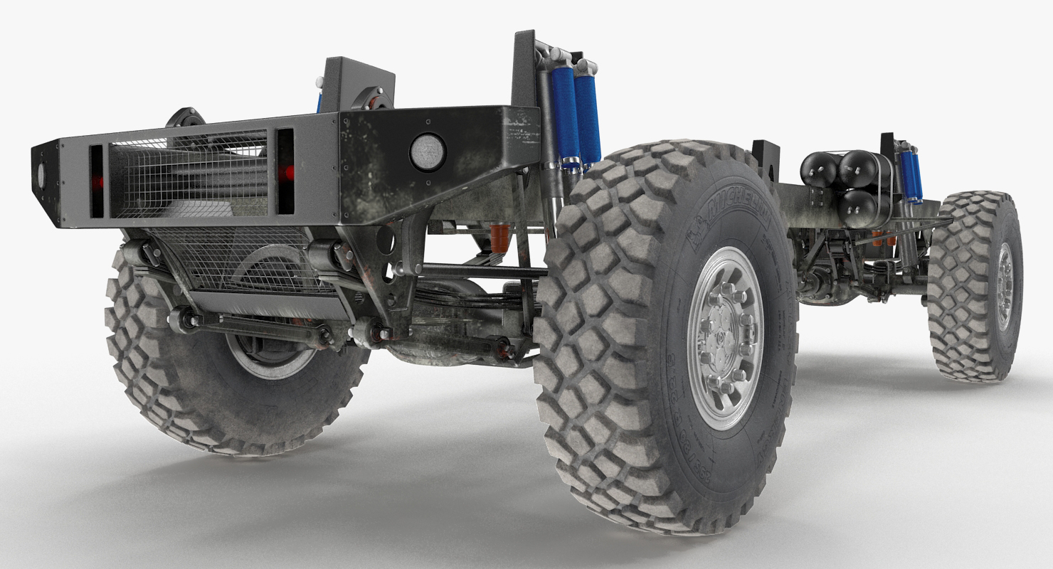 3D Racing Truck KAMAZ Chassis Rigged model