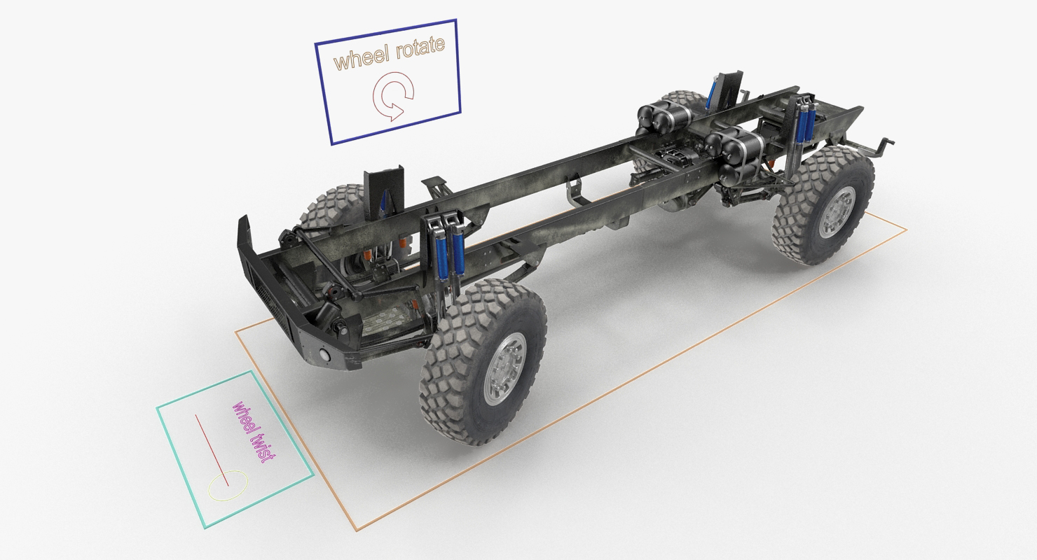 3D Racing Truck KAMAZ Chassis Rigged model