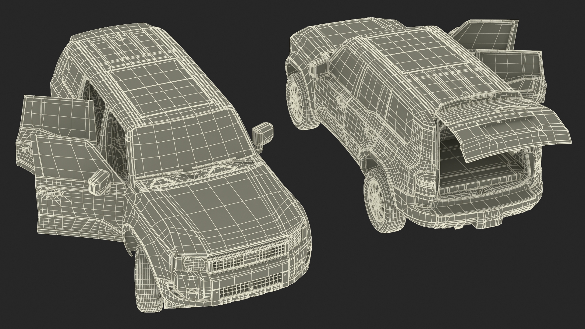 Generic SUV Vehicle White Rigged 3D