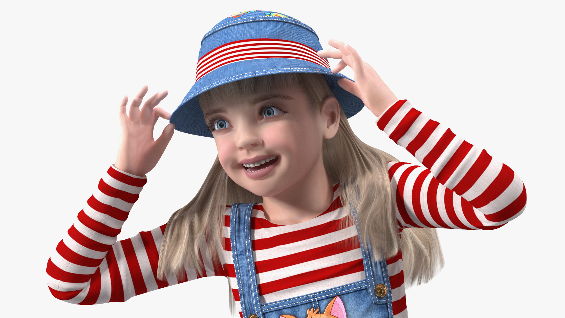 3D Child Girl Street Style Pose model