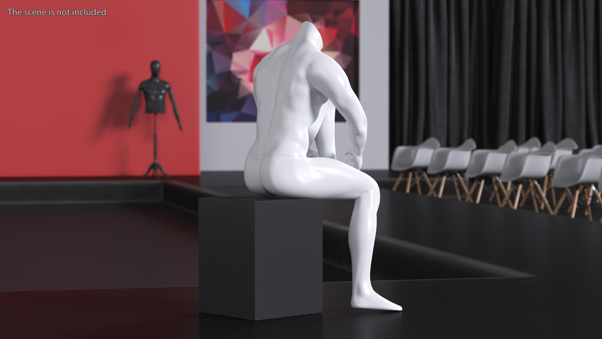 Sports Man Mannequin Sitting White 3D model