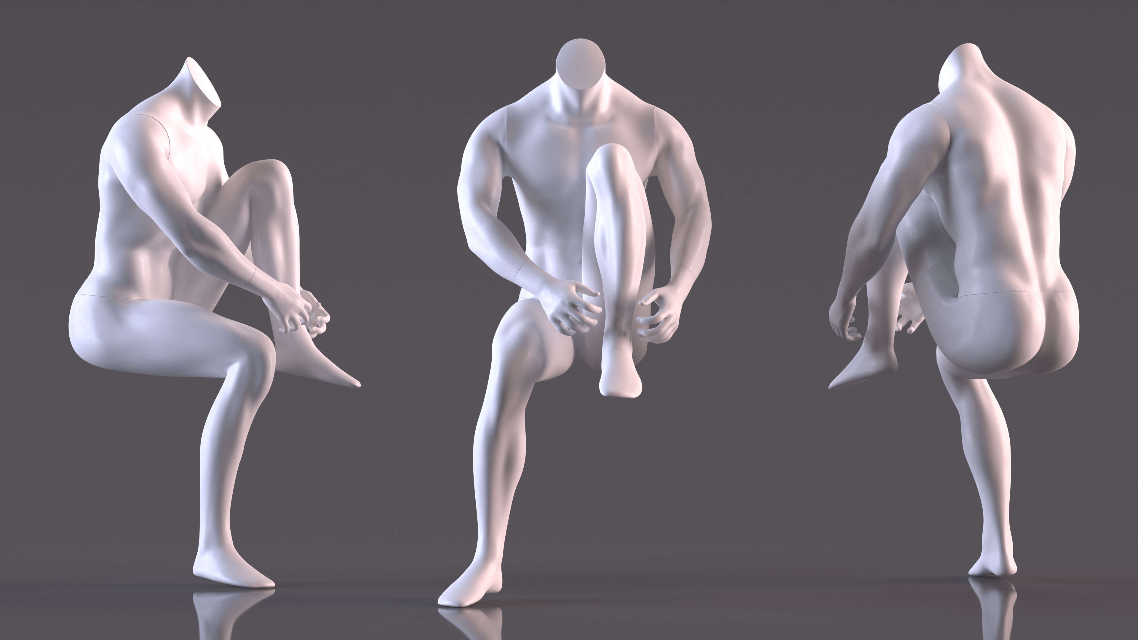 Sports Man Mannequin Sitting White 3D model