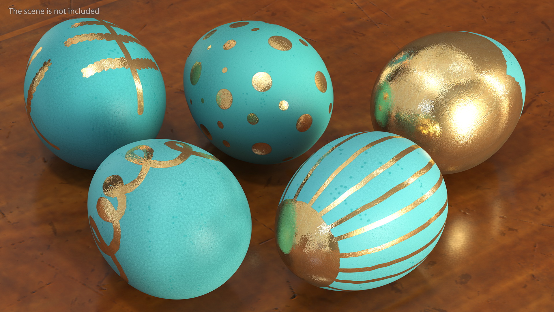 3D Colored Easter Eggs Set model