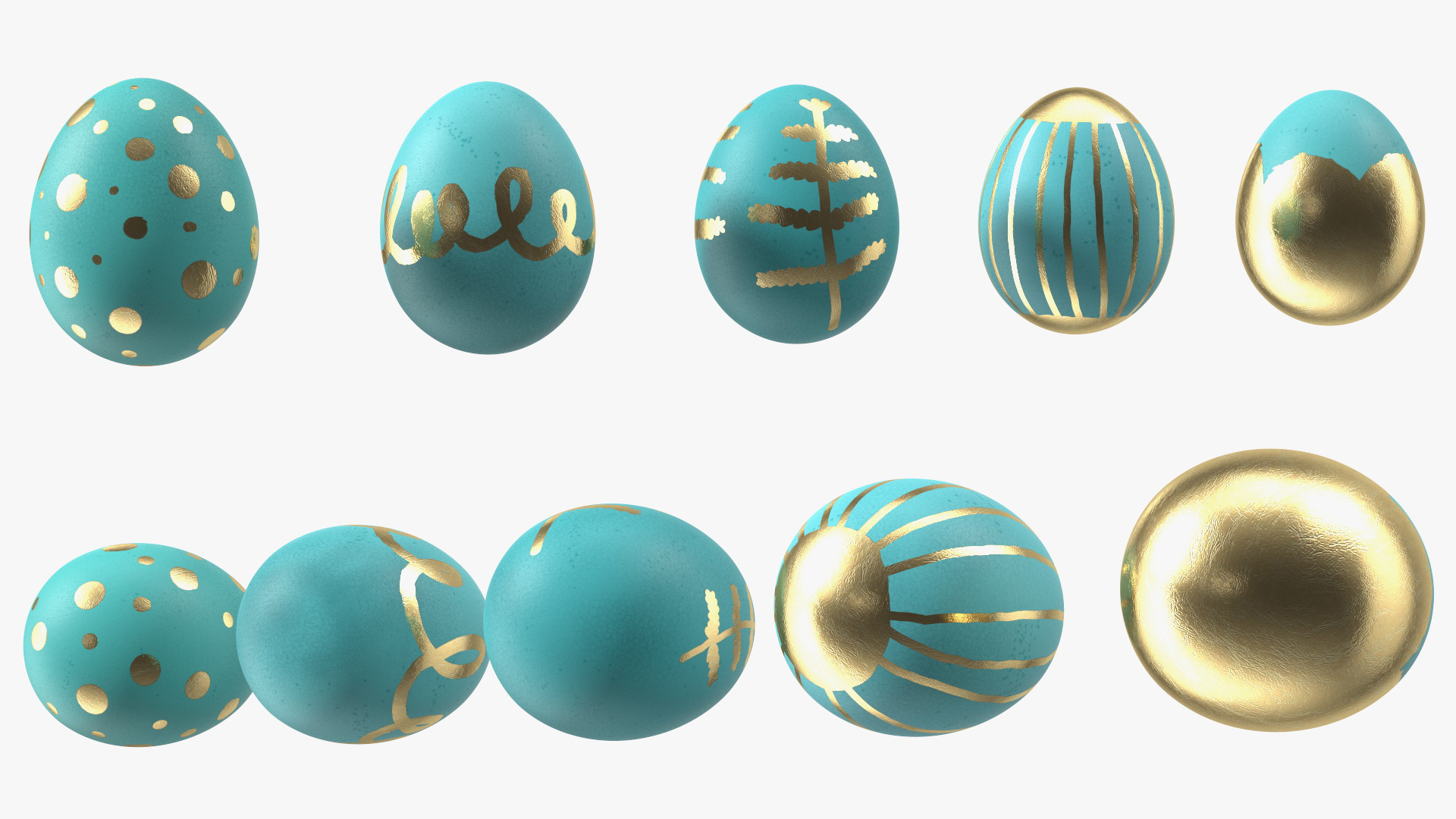 3D Colored Easter Eggs Set model