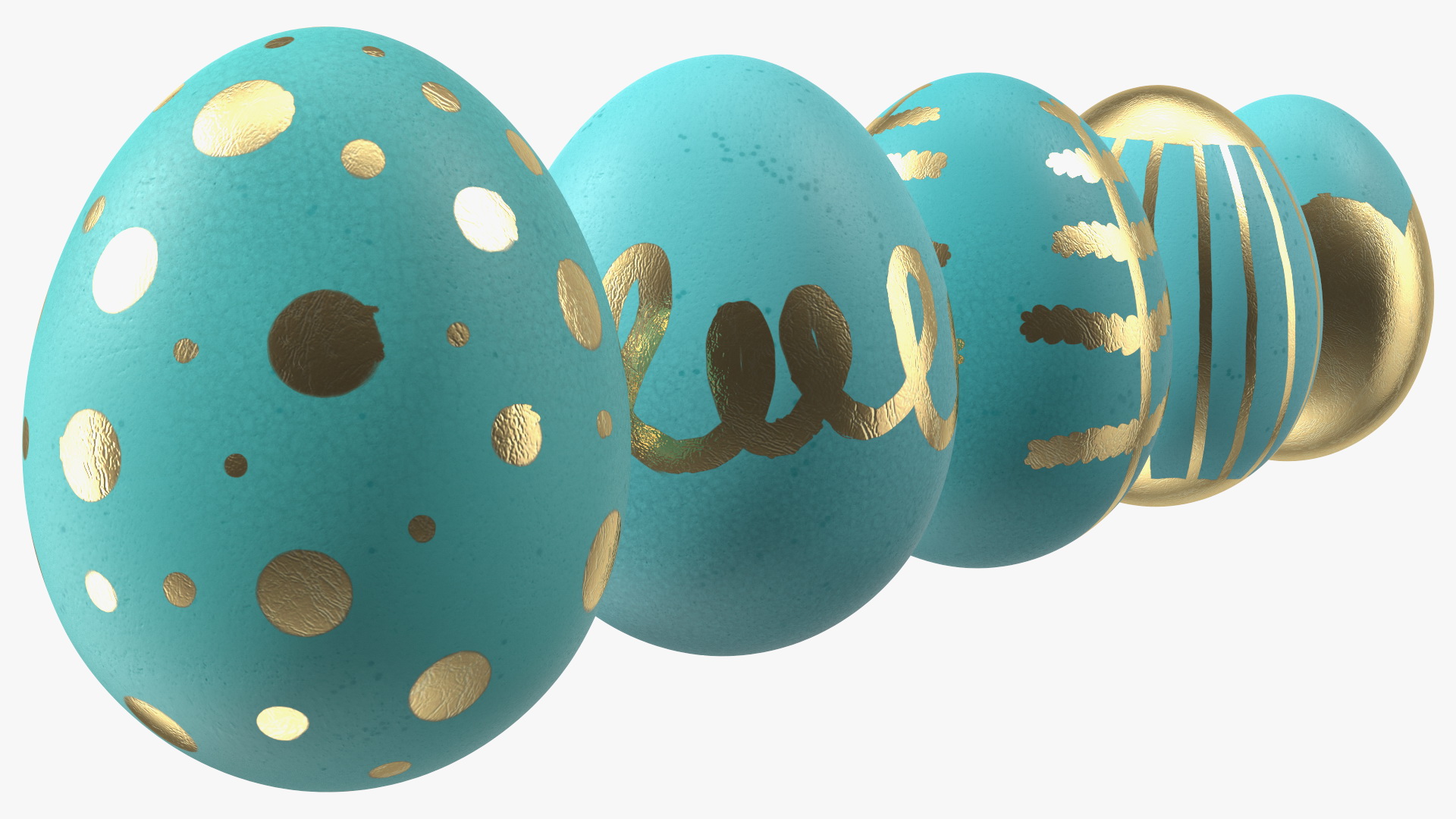 3D Colored Easter Eggs Set model