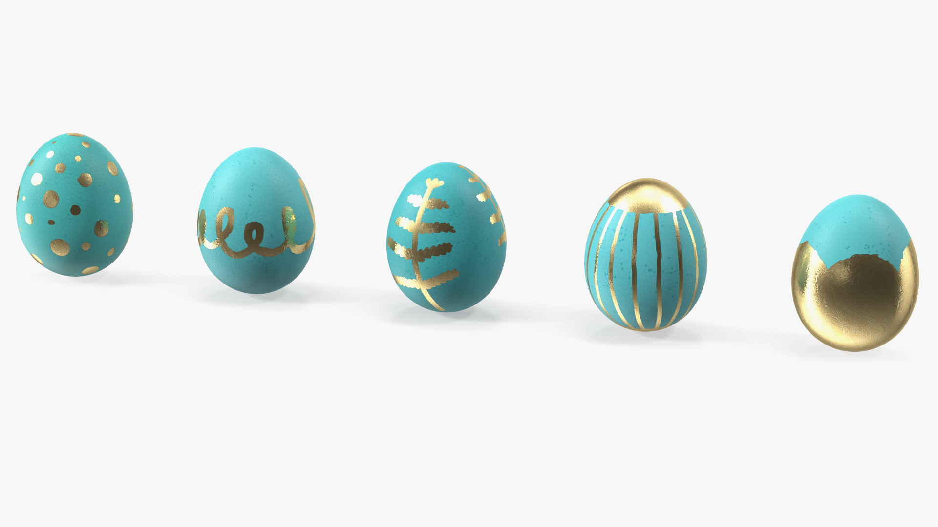 3D Colored Easter Eggs Set model