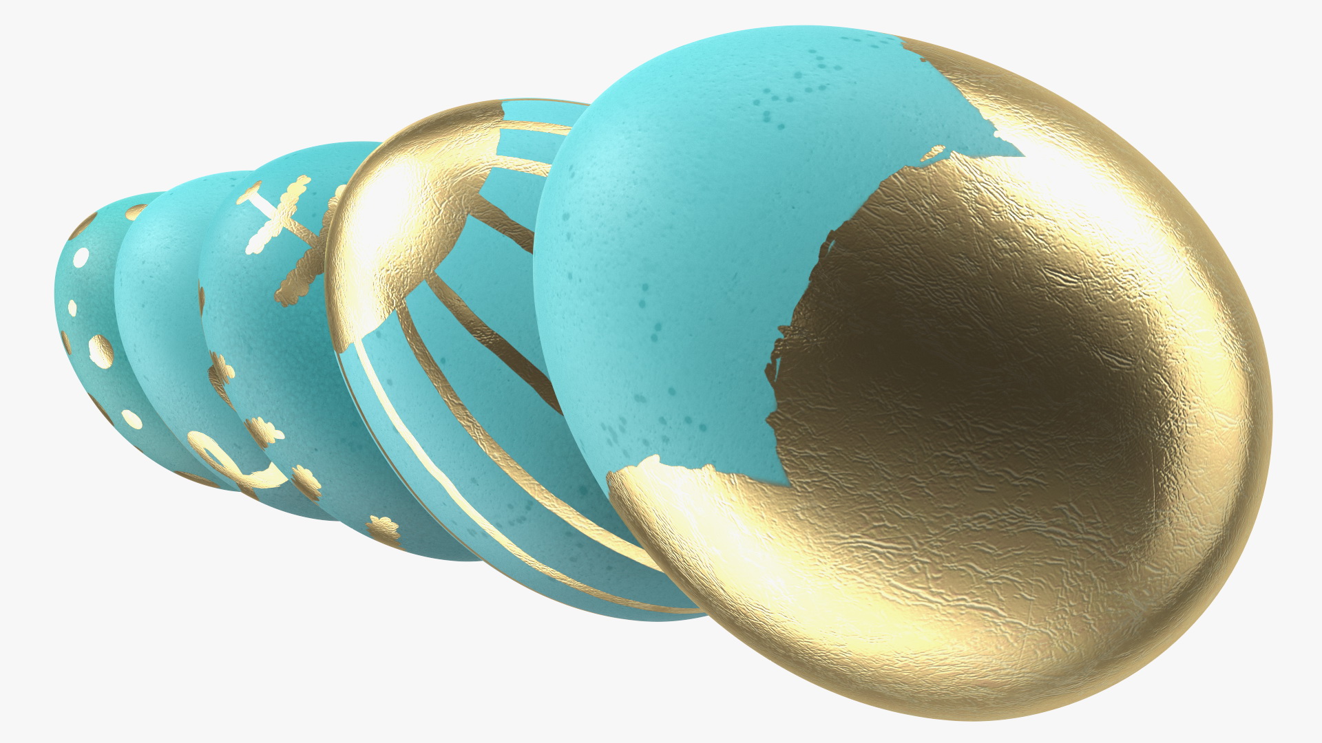 3D Colored Easter Eggs Set model