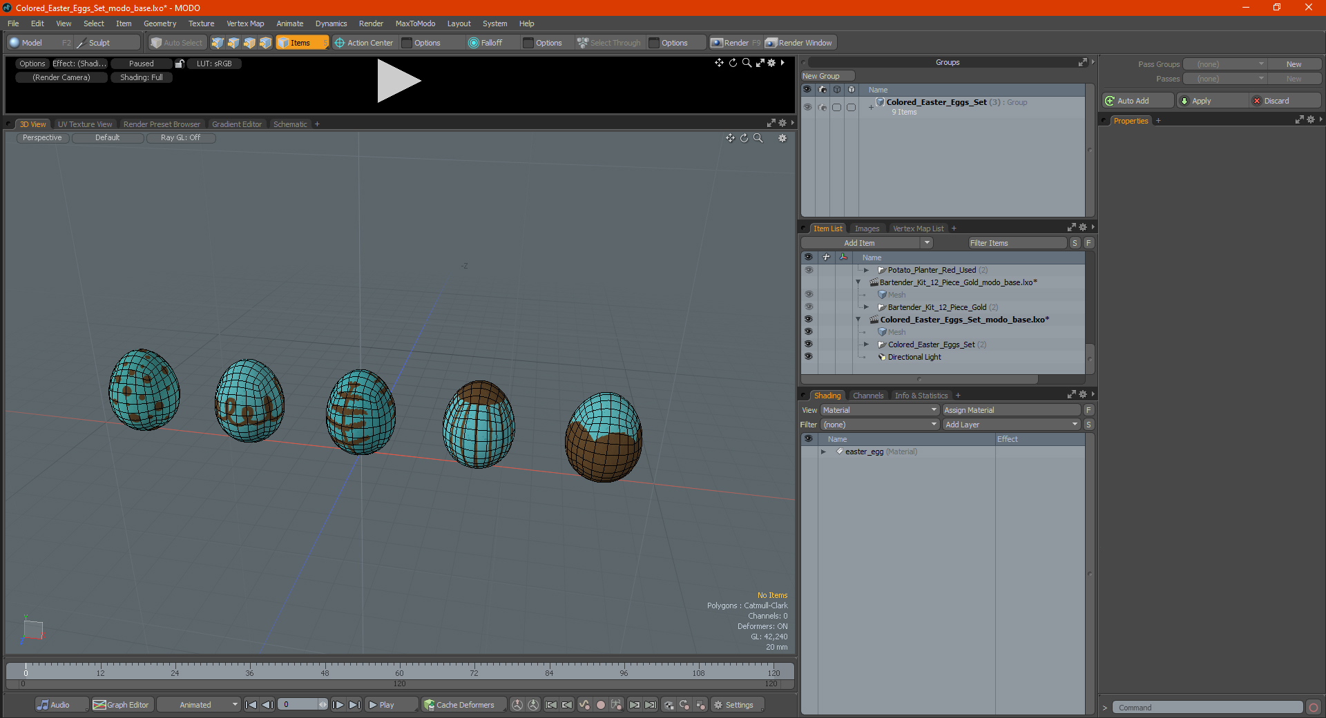 3D Colored Easter Eggs Set model