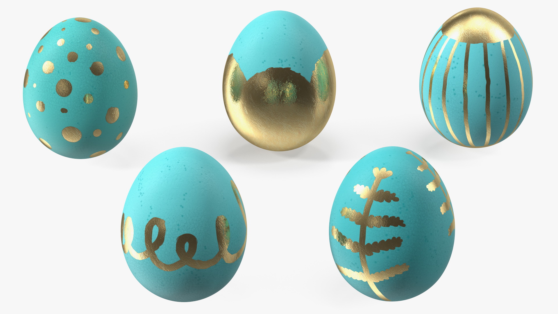 3D Colored Easter Eggs Set model