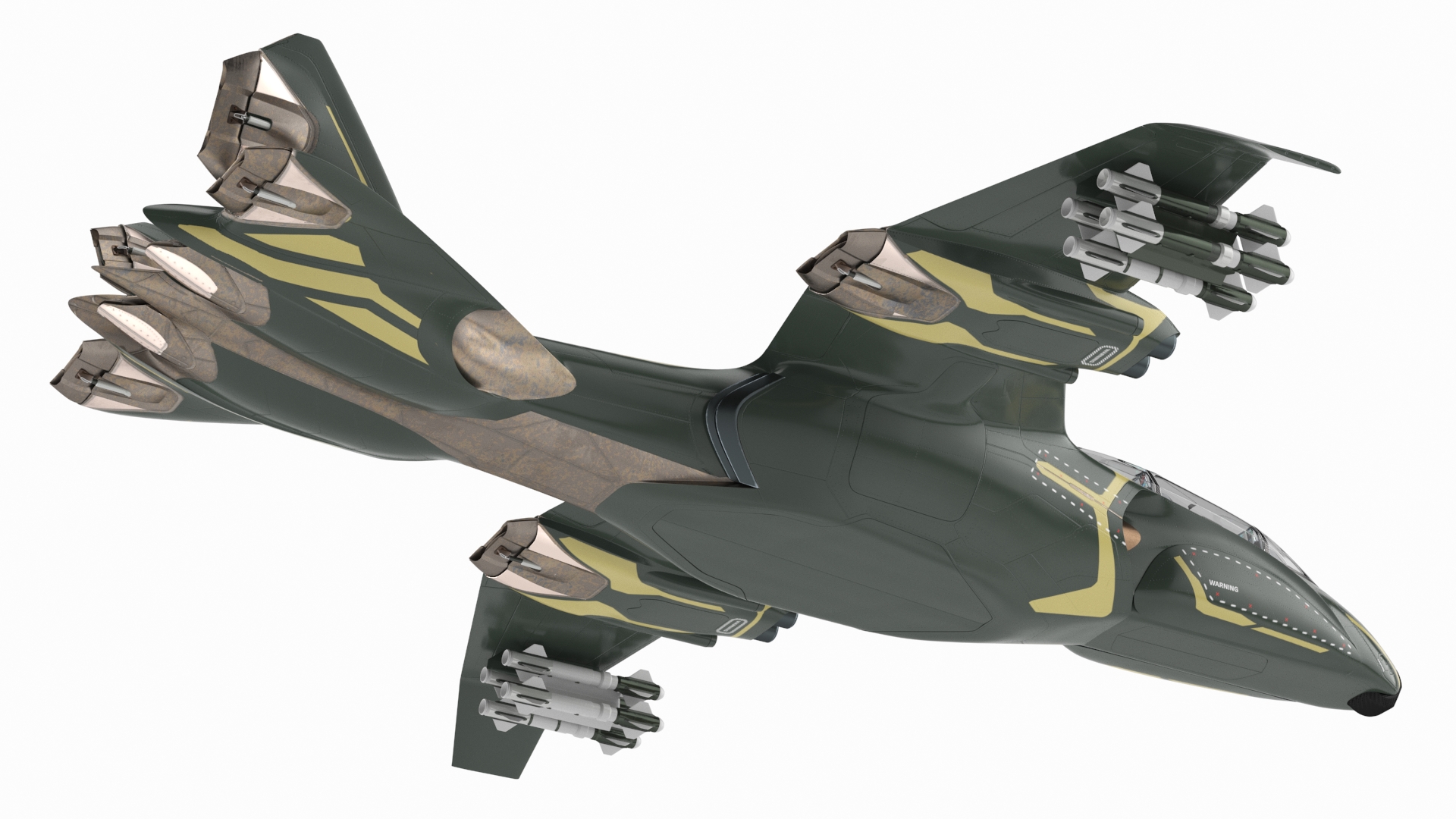 3D Sci Fi Green Military Fighter Jet model