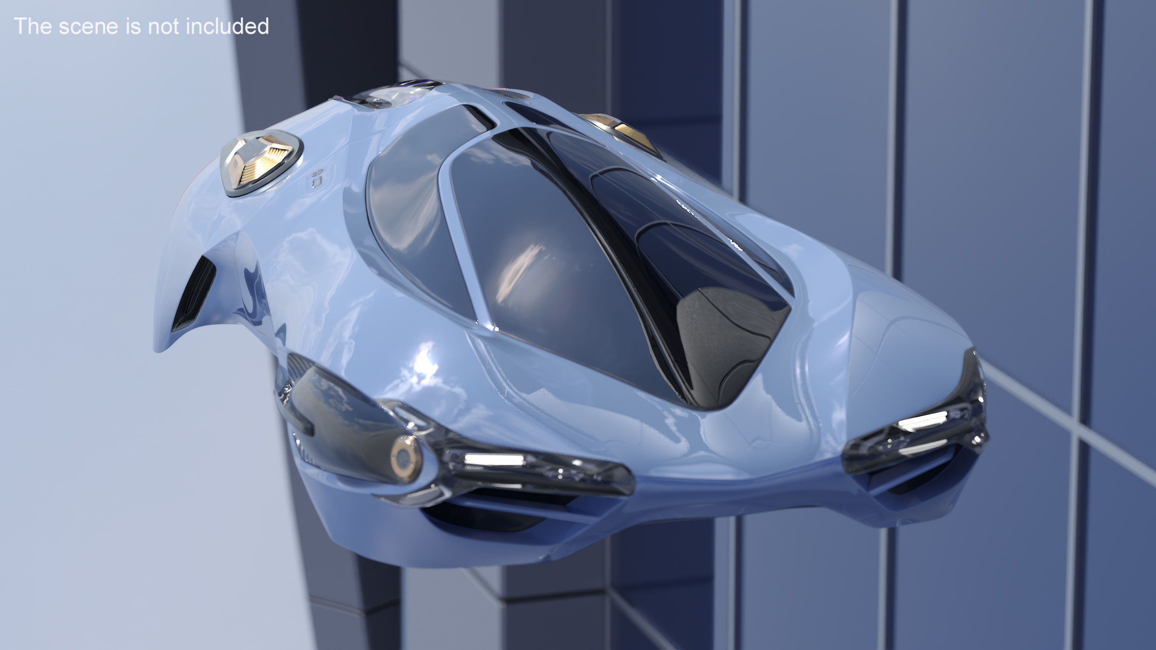 3D Futuristic Flying Car Blue