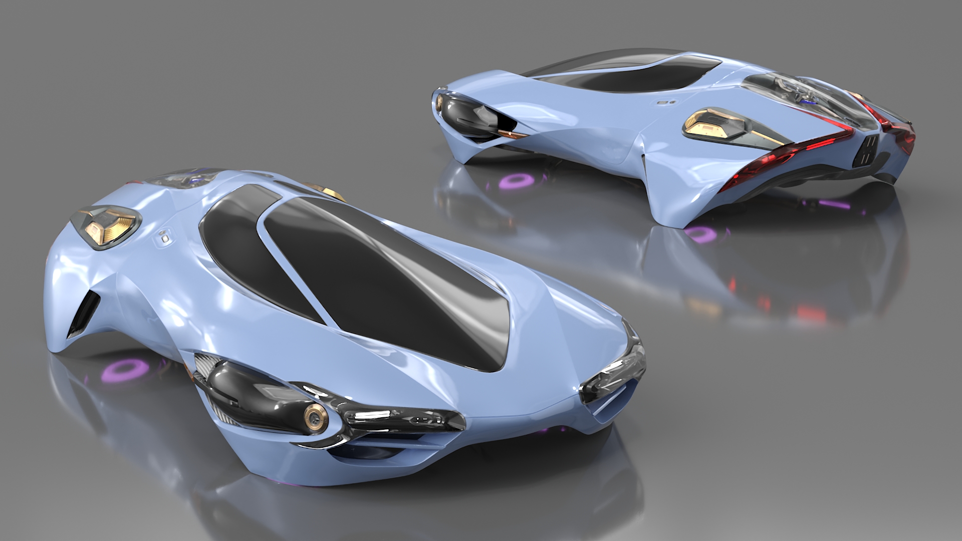 3D Futuristic Flying Car Blue