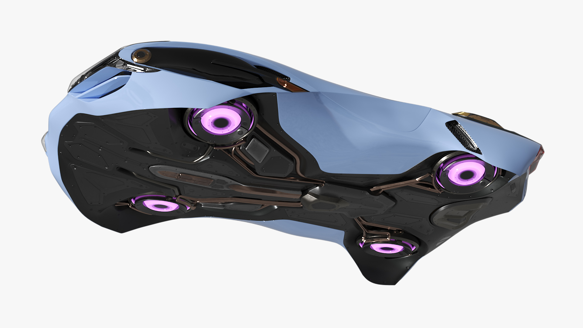 3D Futuristic Flying Car Blue