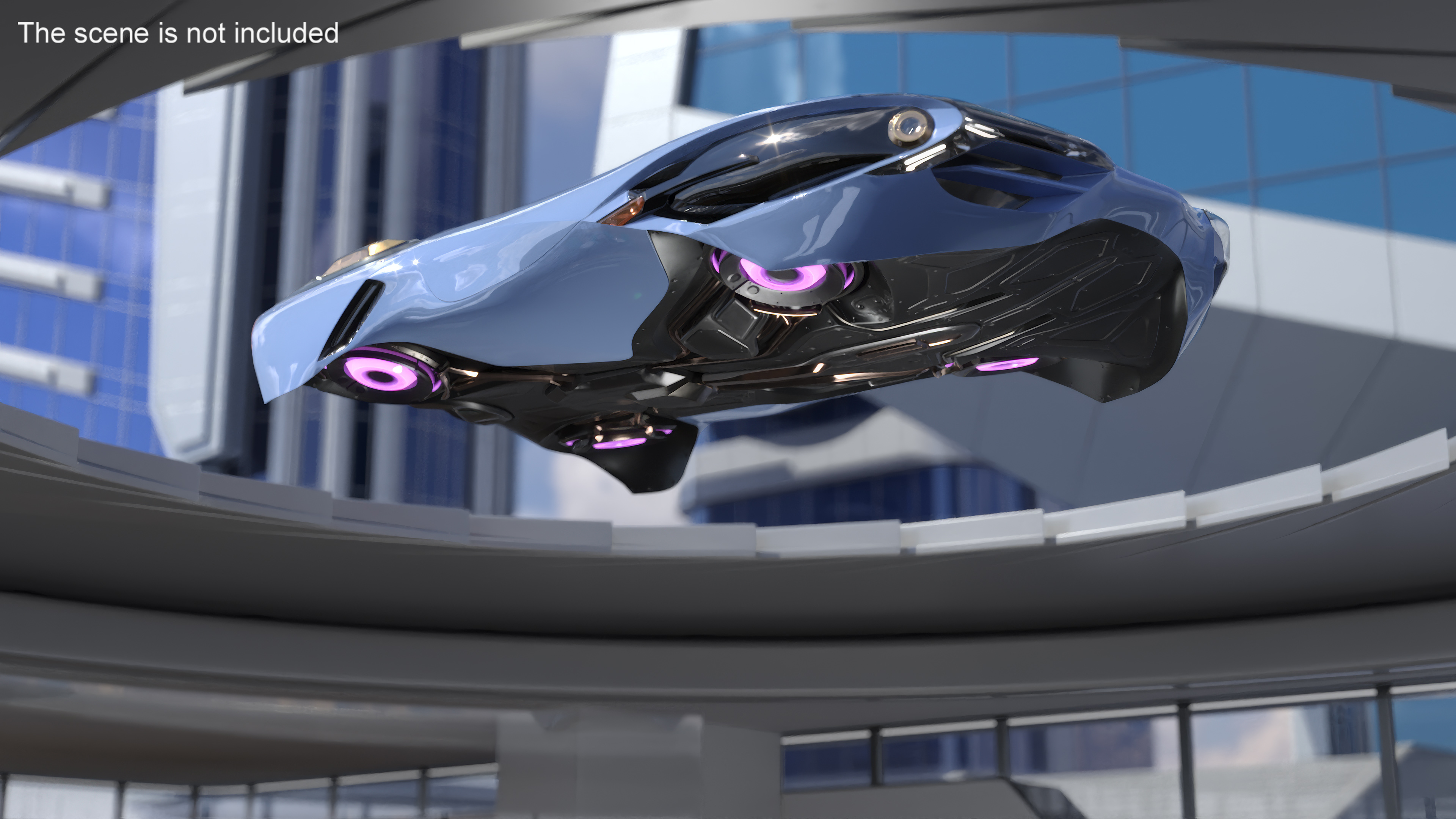 3D Futuristic Flying Car Blue