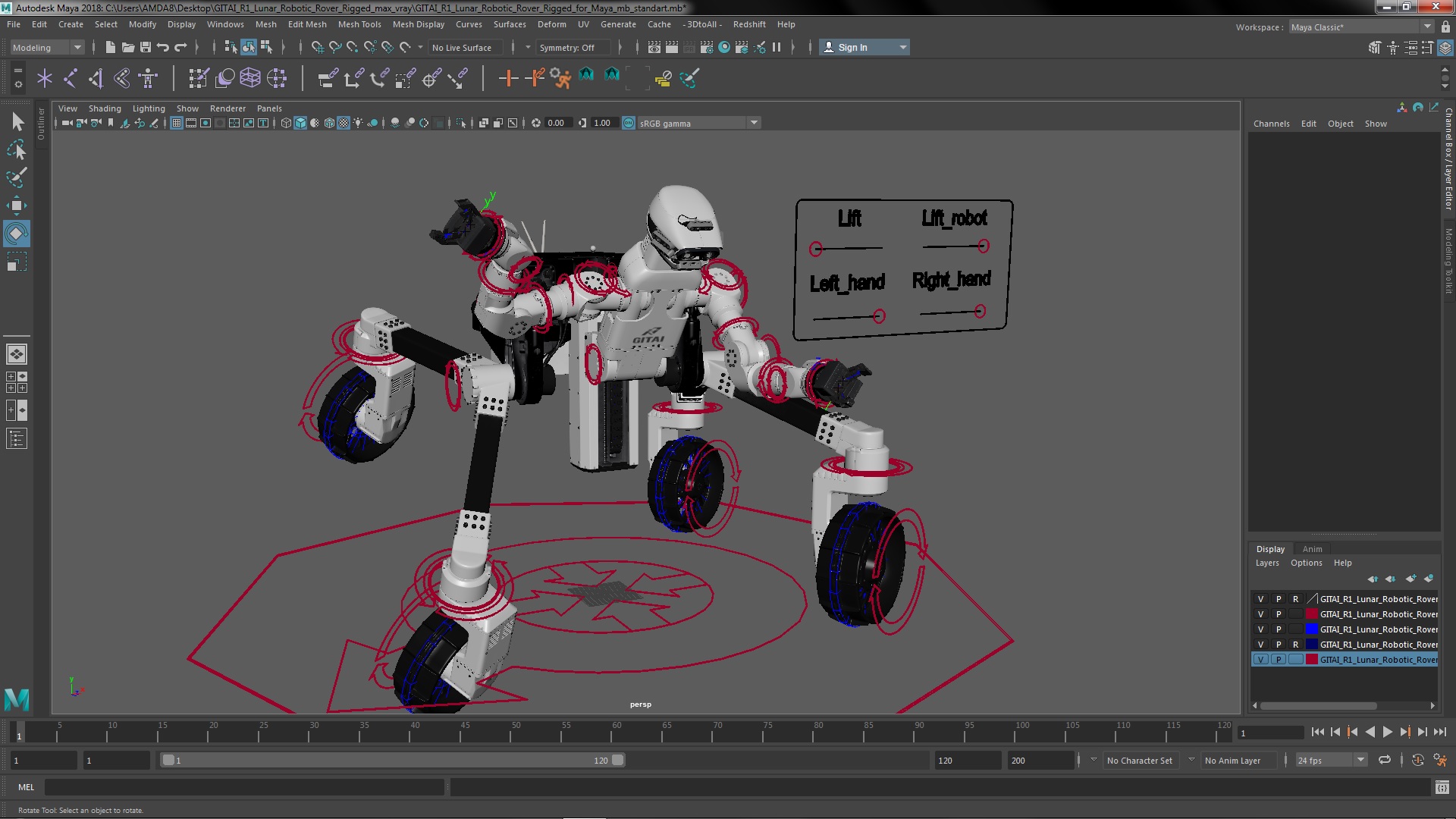 GITAI R1 Lunar Robotic Rover Rigged for Maya 3D model