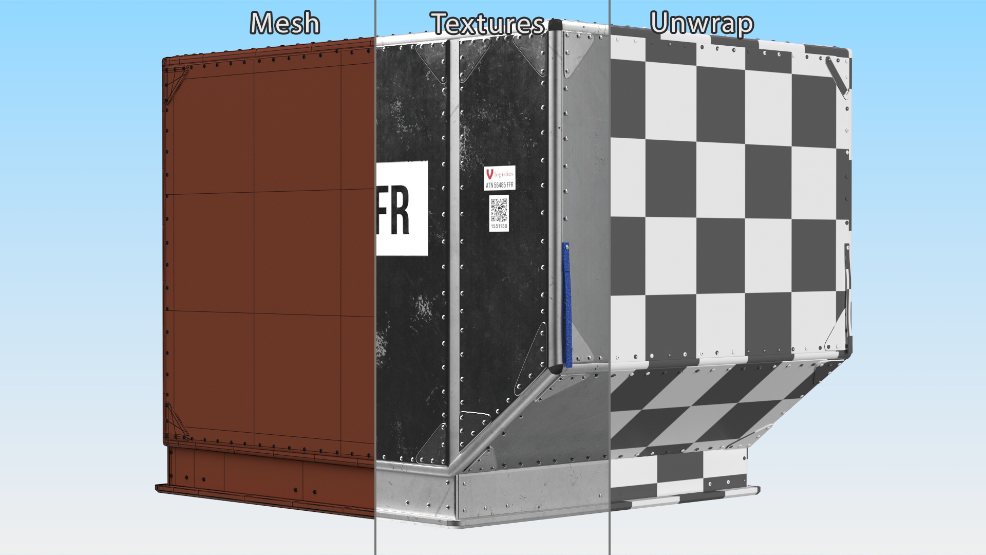 3D LD3 Aluminium Airport Container Aged