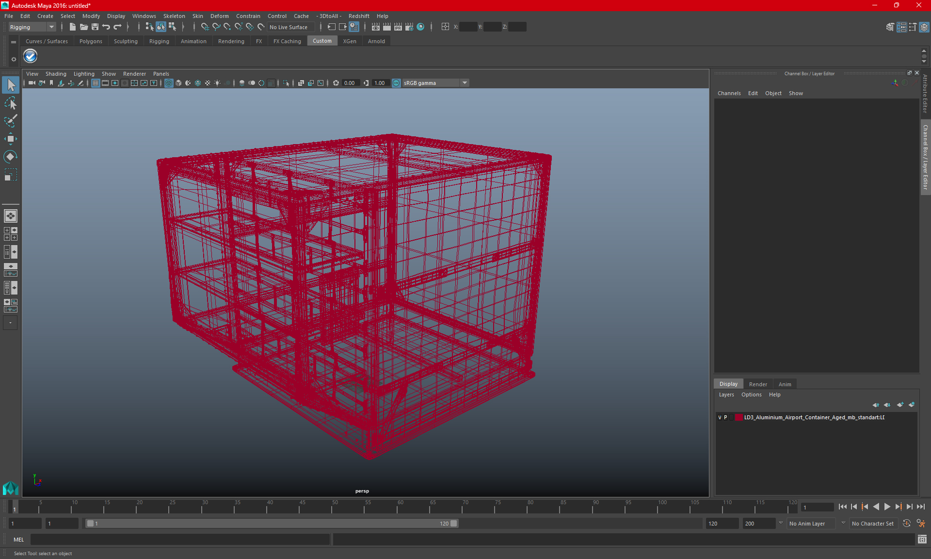 3D LD3 Aluminium Airport Container Aged