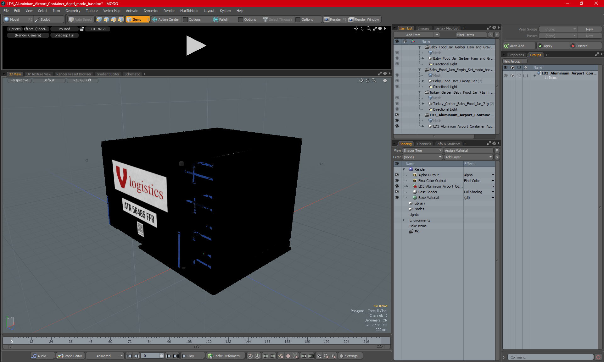 3D LD3 Aluminium Airport Container Aged