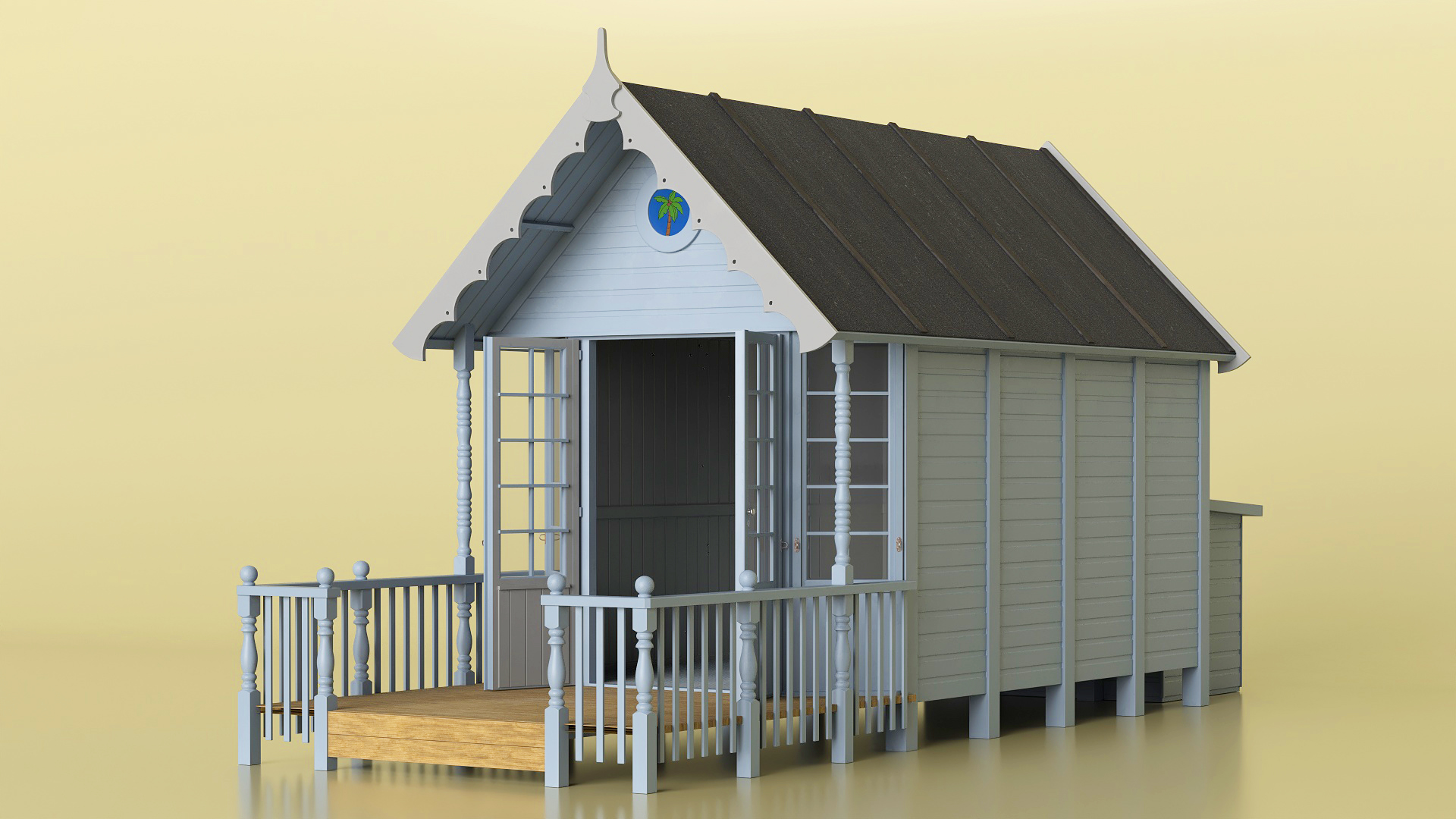 3D Modern Beach Hut Blue