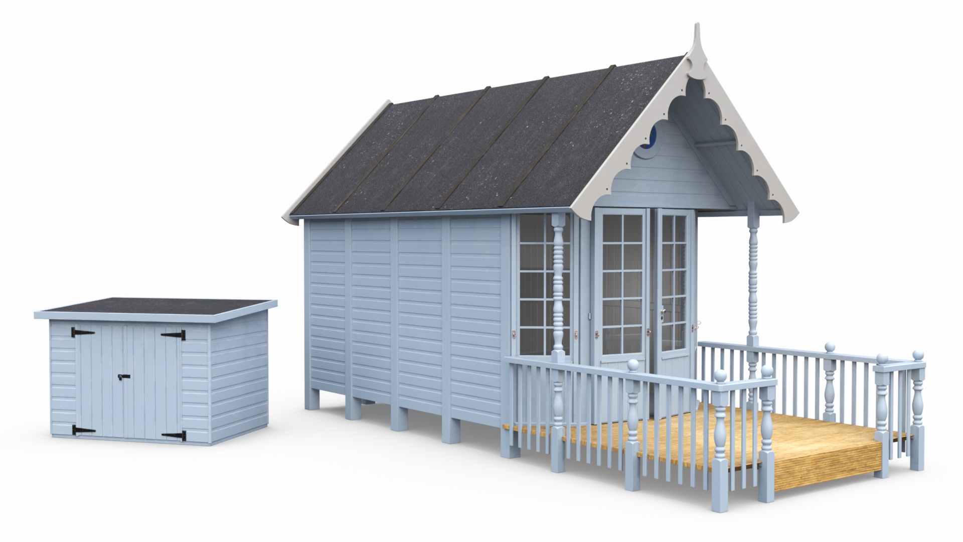 3D Modern Beach Hut Blue