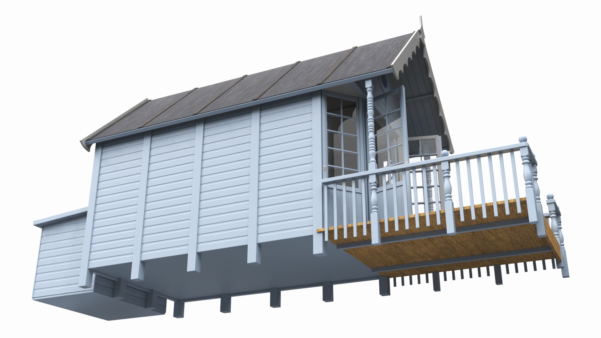 3D Modern Beach Hut Blue