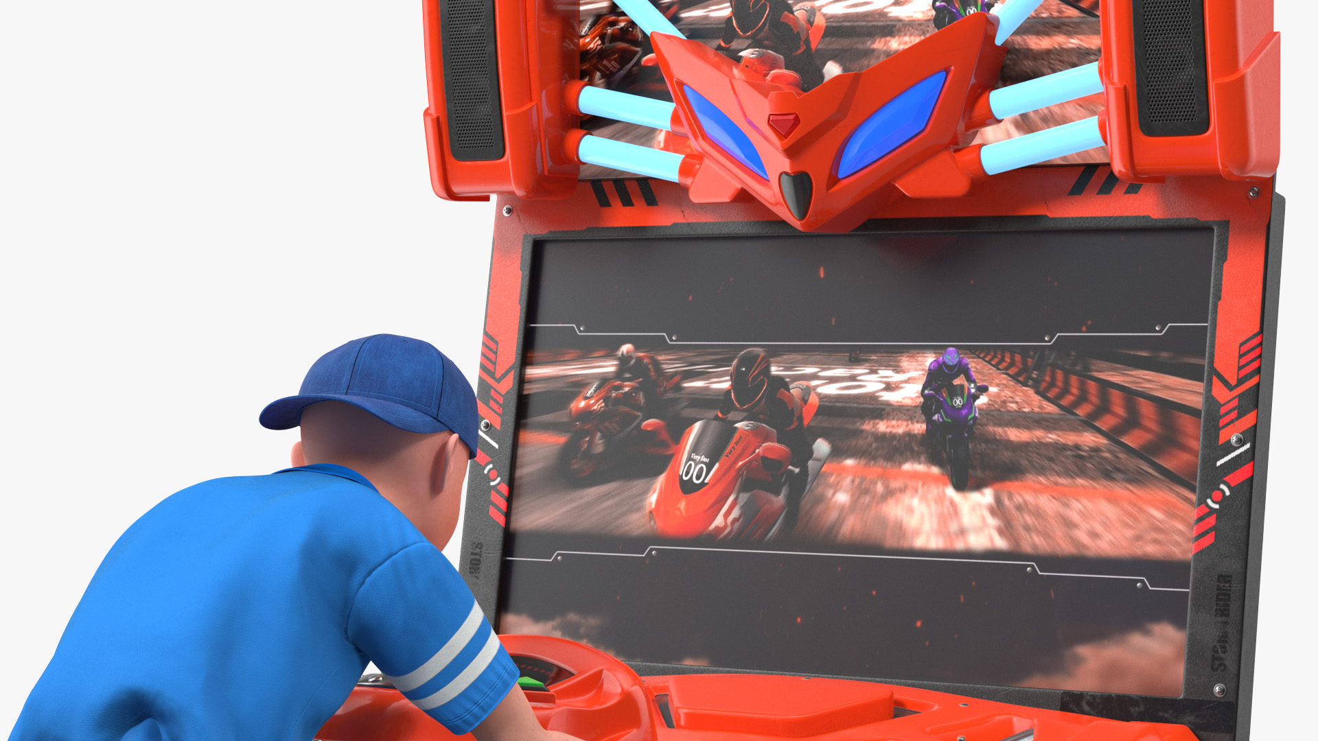 Boy on Motorcycle Racing Arcade Machine 3D model