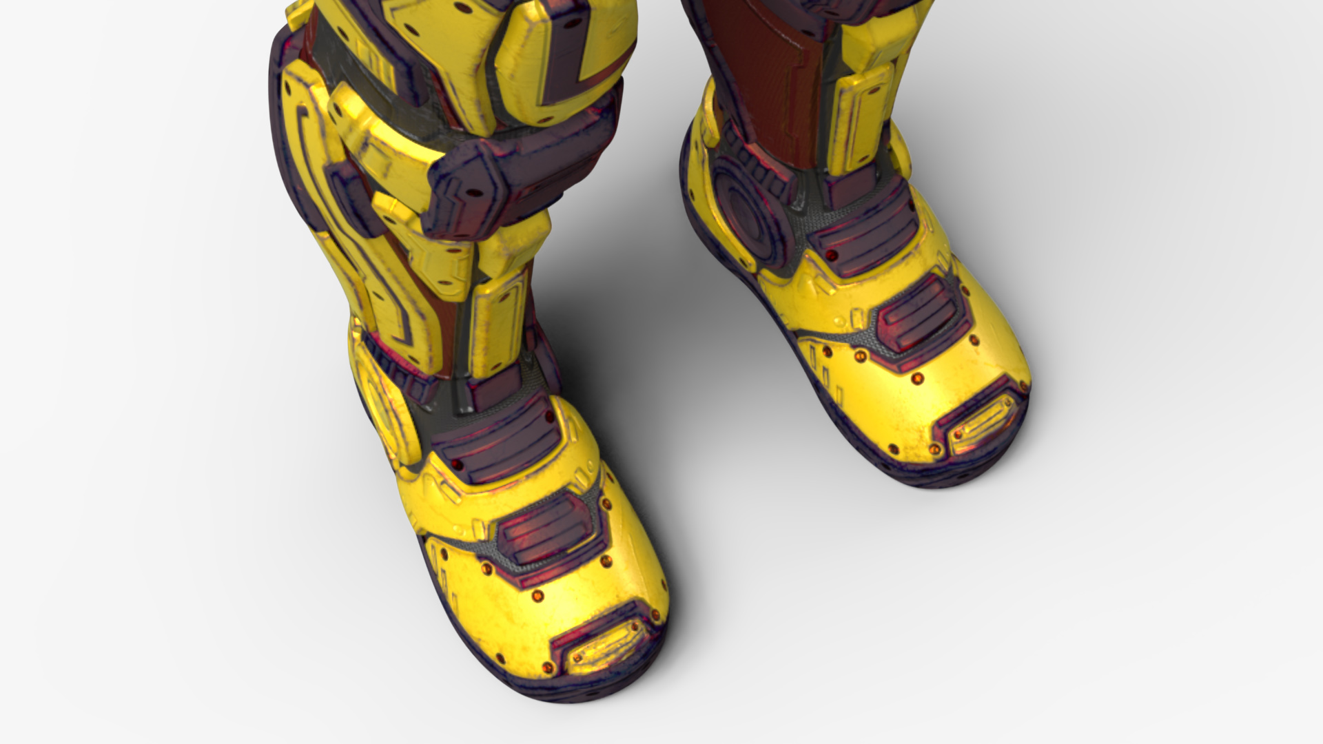 Futuristic Armored Cyborg Yellow Rigged 3D model