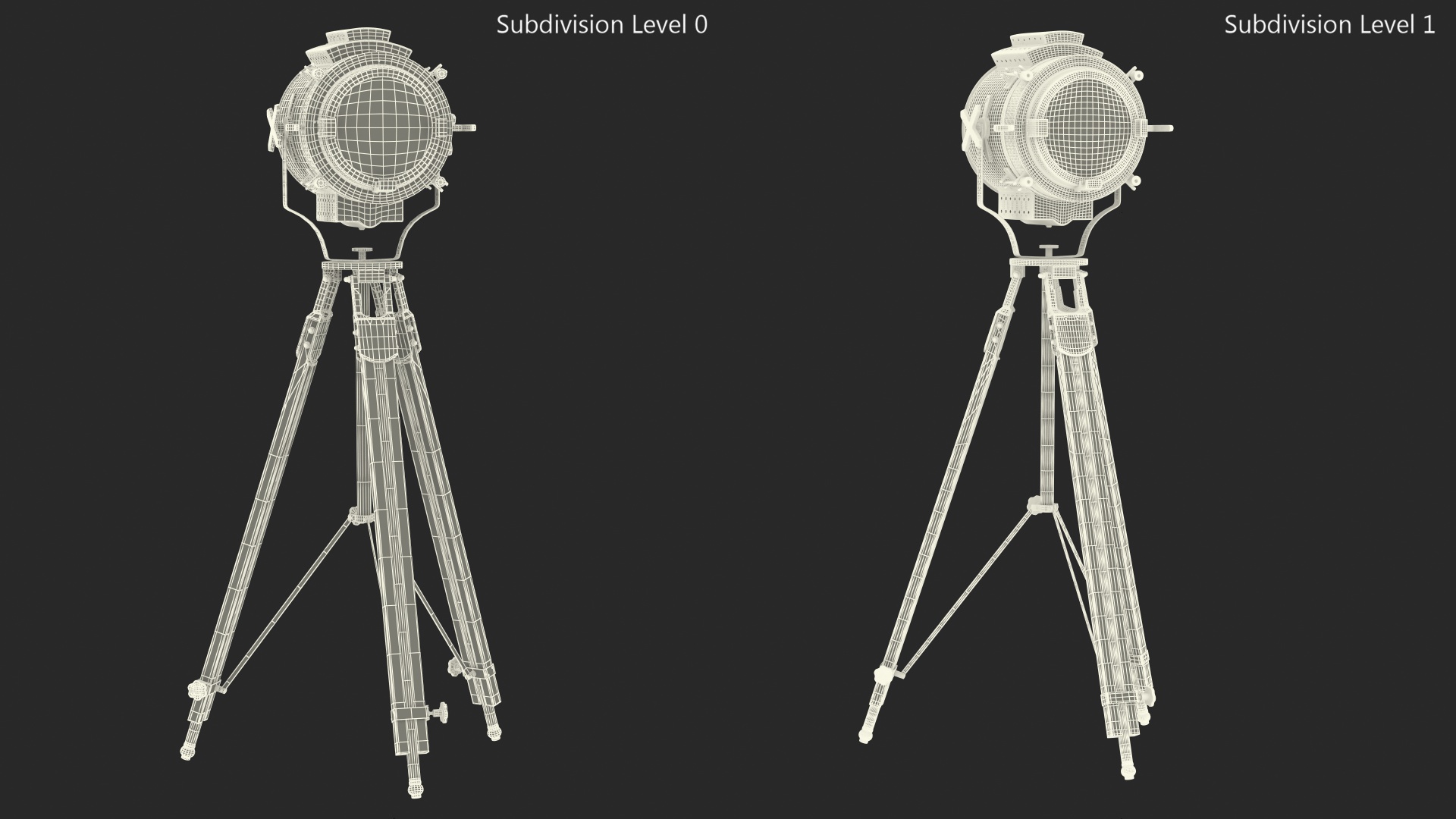 Retro Searchlight Lamp Wooden Tripod Rigged for Modo 3D