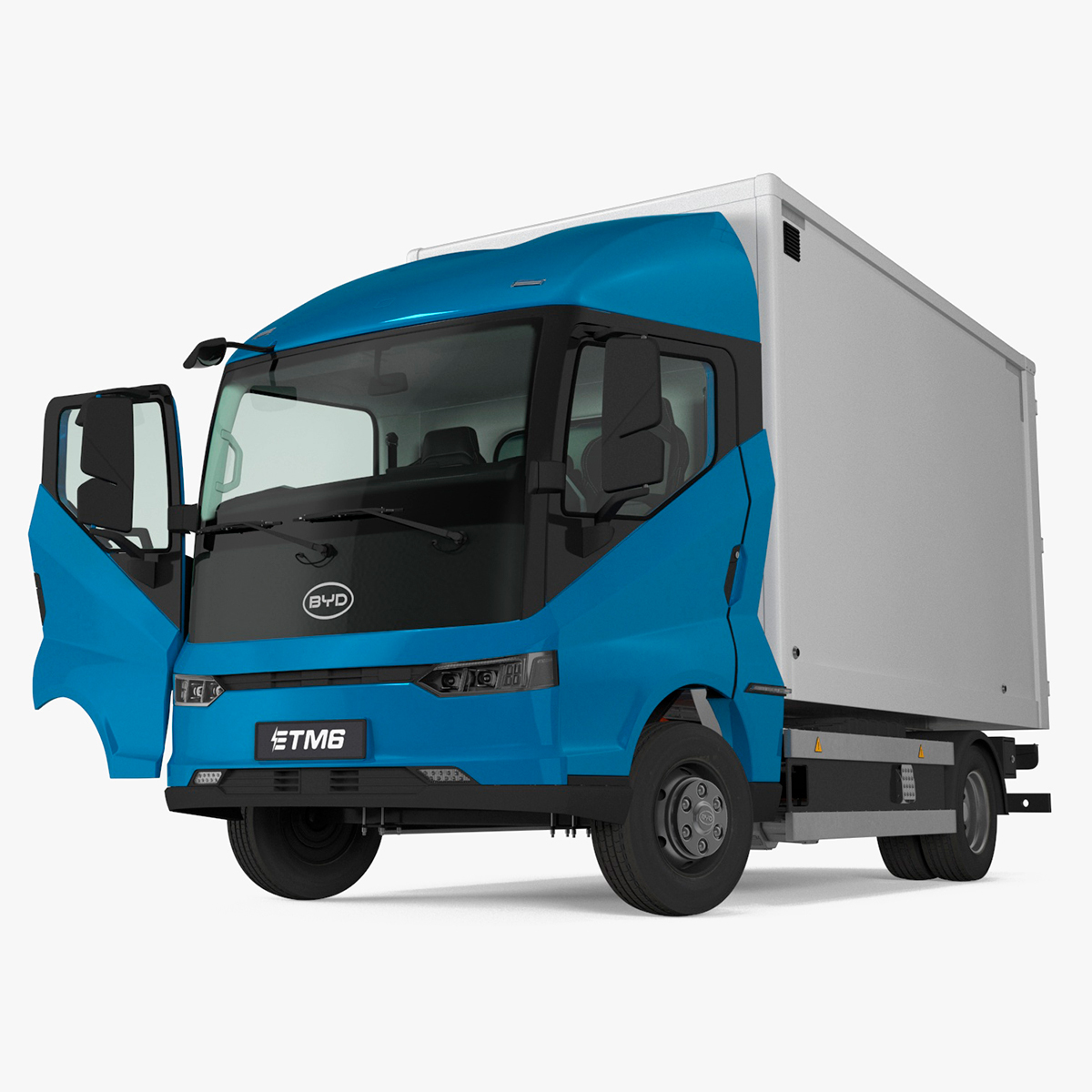 3D model Truck BYD ETM6 Blue Rigged for Maya