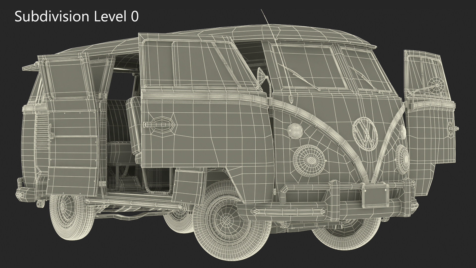 Hippie Volkswagen Bus Rigged for Maya 3D