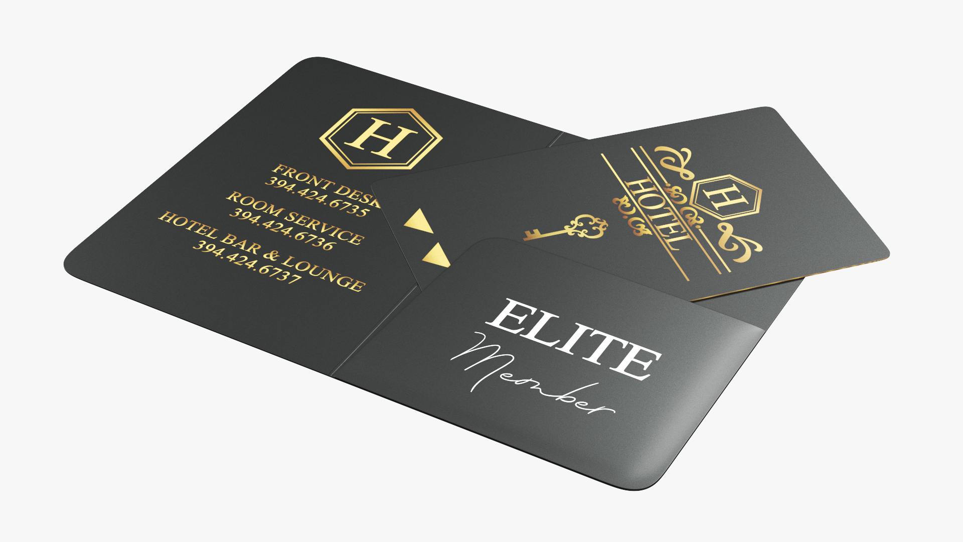 3D model Hotel Key Card Black Open