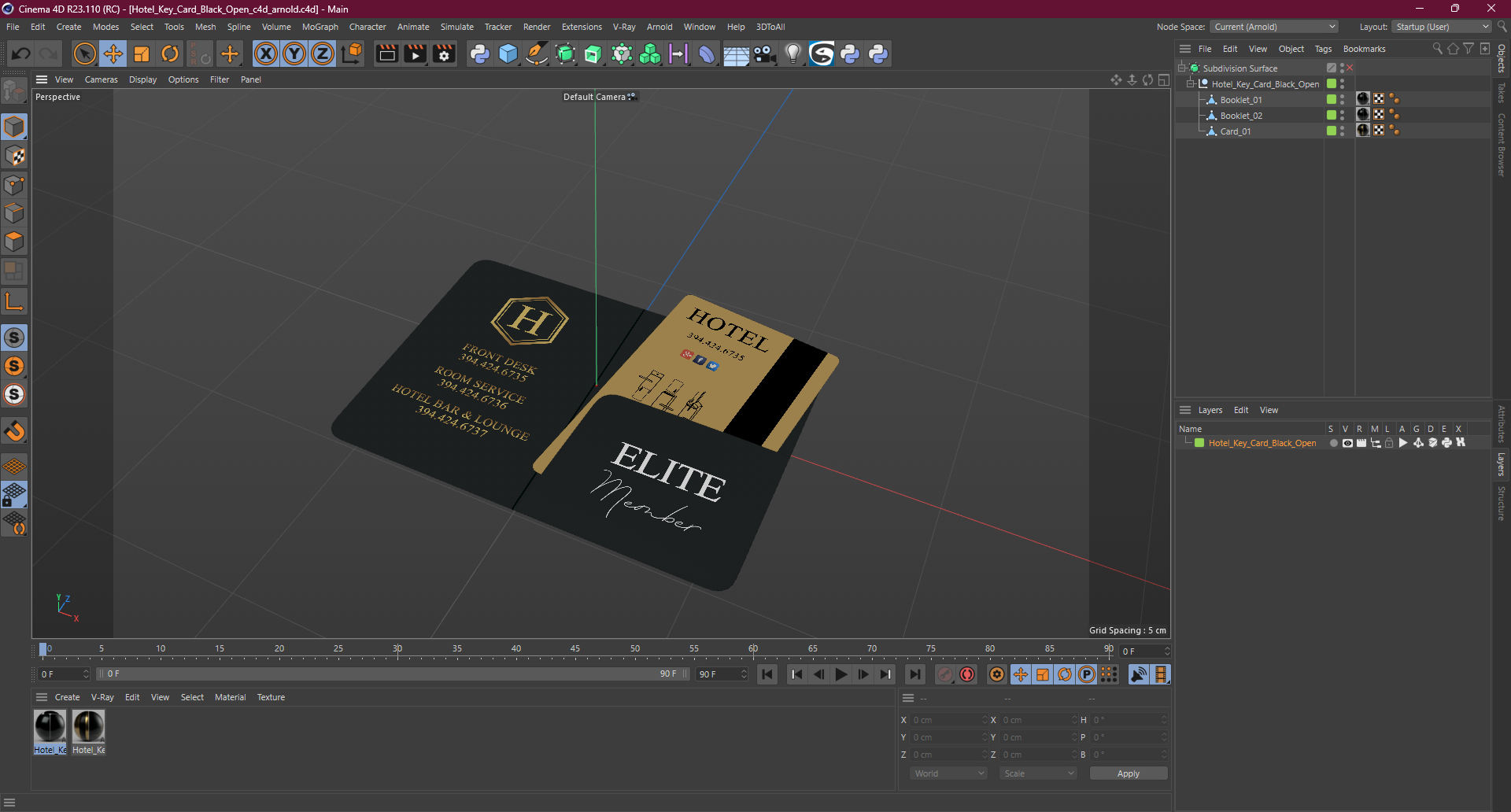 3D model Hotel Key Card Black Open