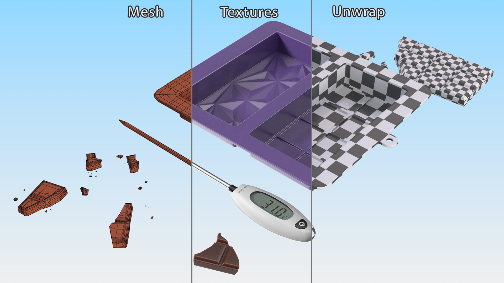 Chocolate Making Kit with Food Thermometer 3D