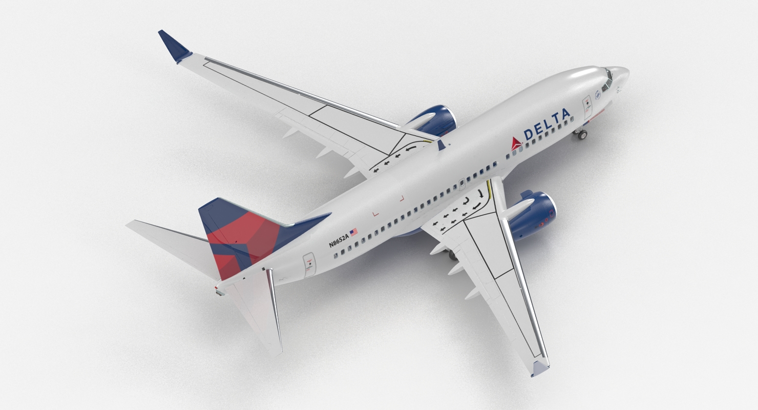 3D Boeing 737 700 with Interior Delta Air Lines Rigged