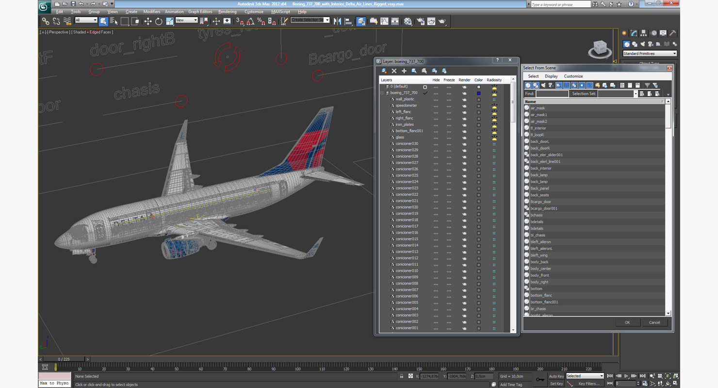 3D Boeing 737 700 with Interior Delta Air Lines Rigged