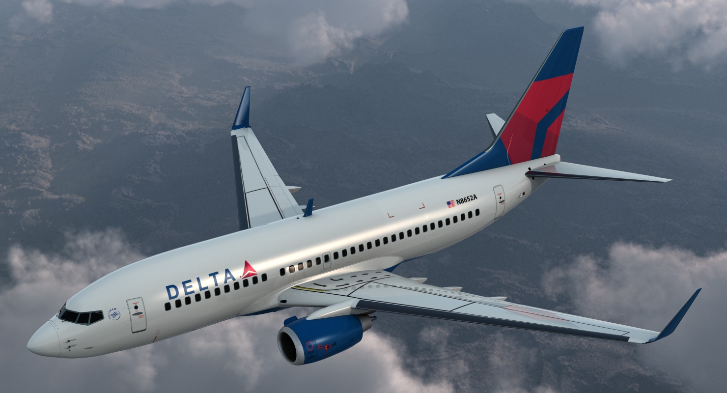 3D Boeing 737 700 with Interior Delta Air Lines Rigged