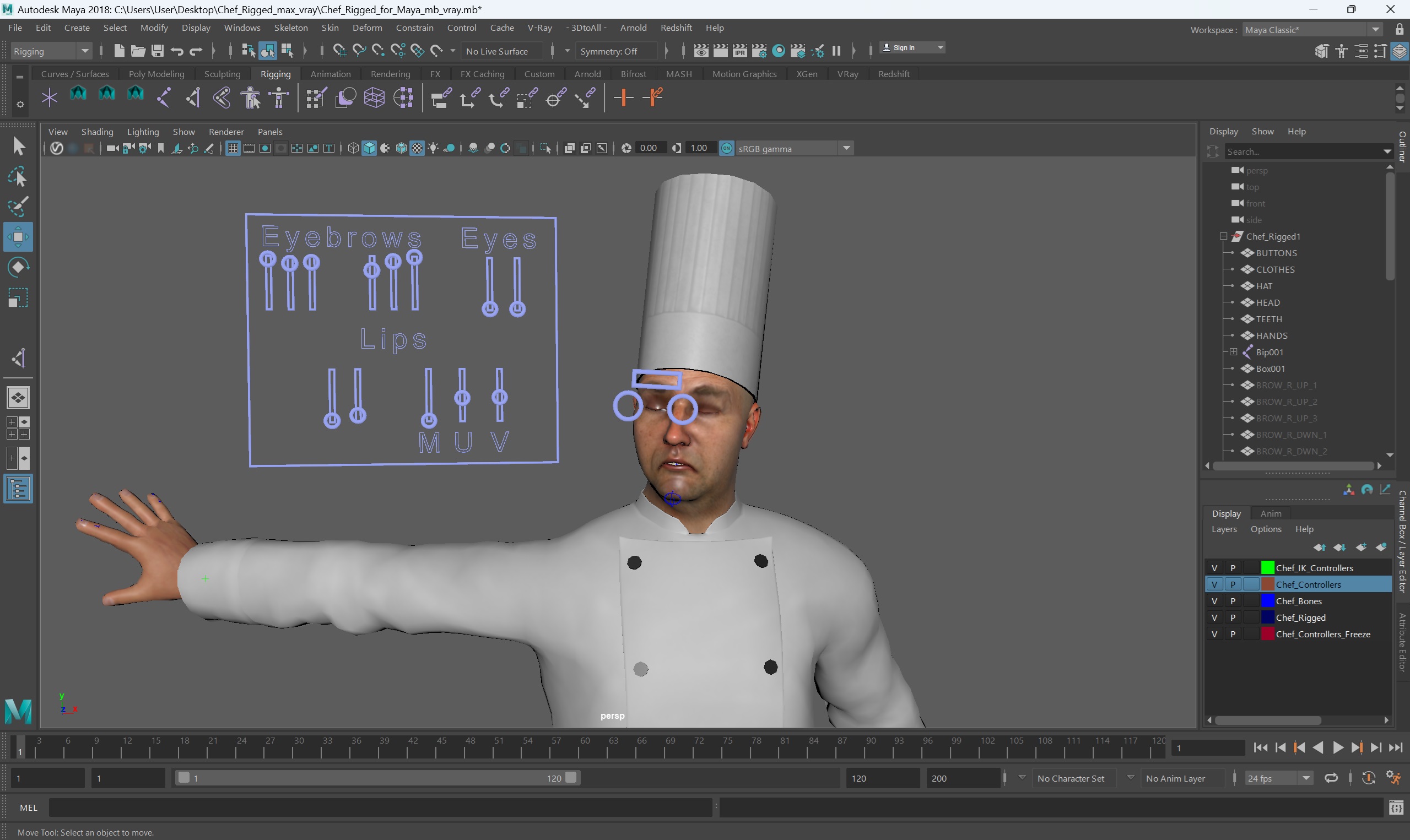 3D model Chef Rigged for Maya