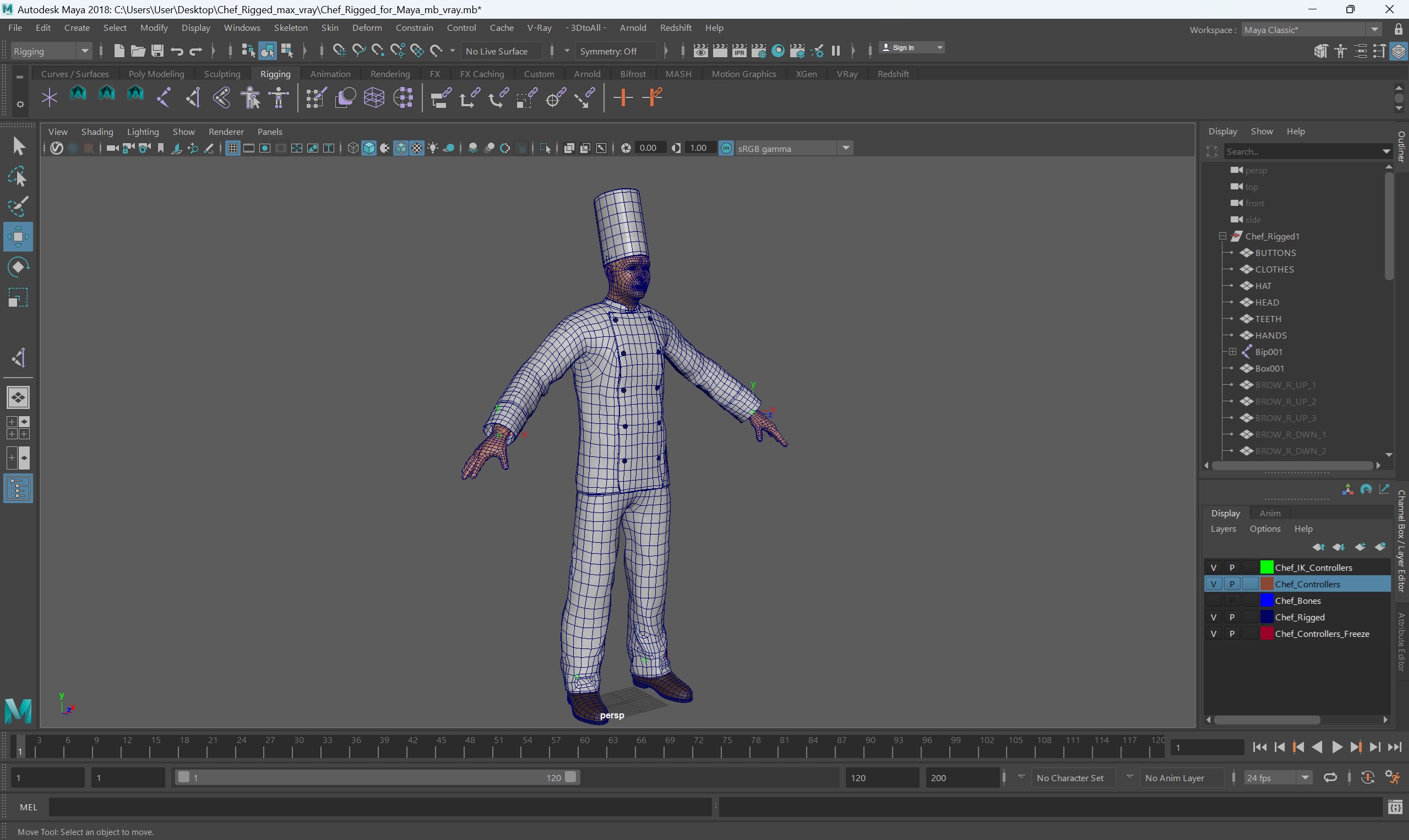 3D model Chef Rigged for Maya