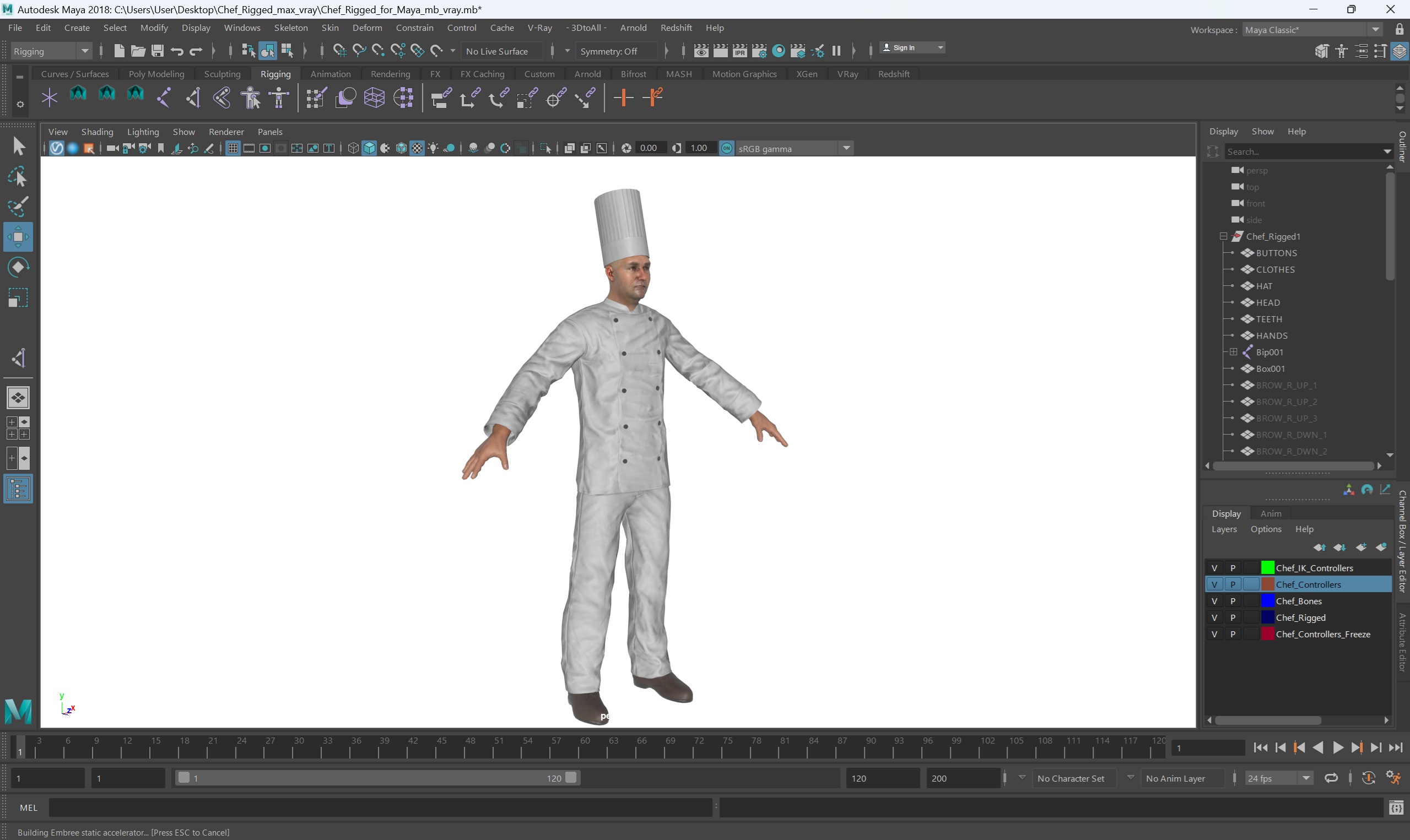 3D model Chef Rigged for Maya