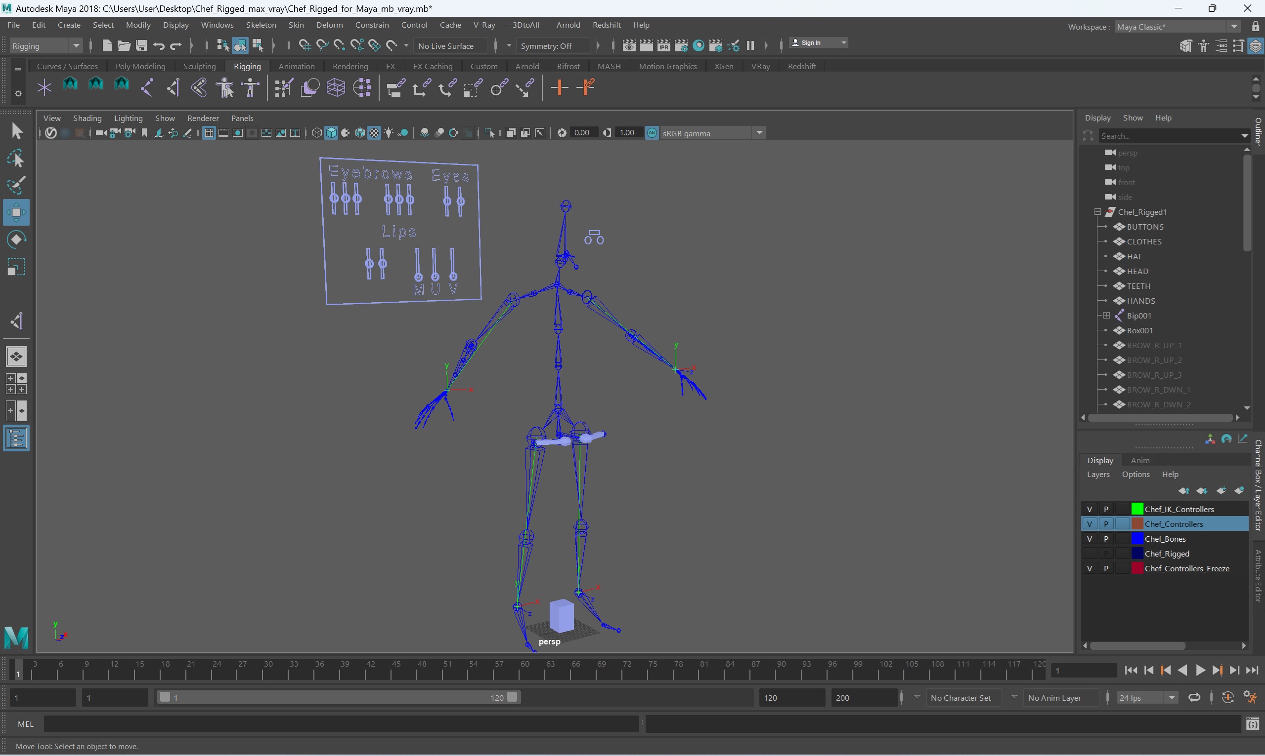 3D model Chef Rigged for Maya