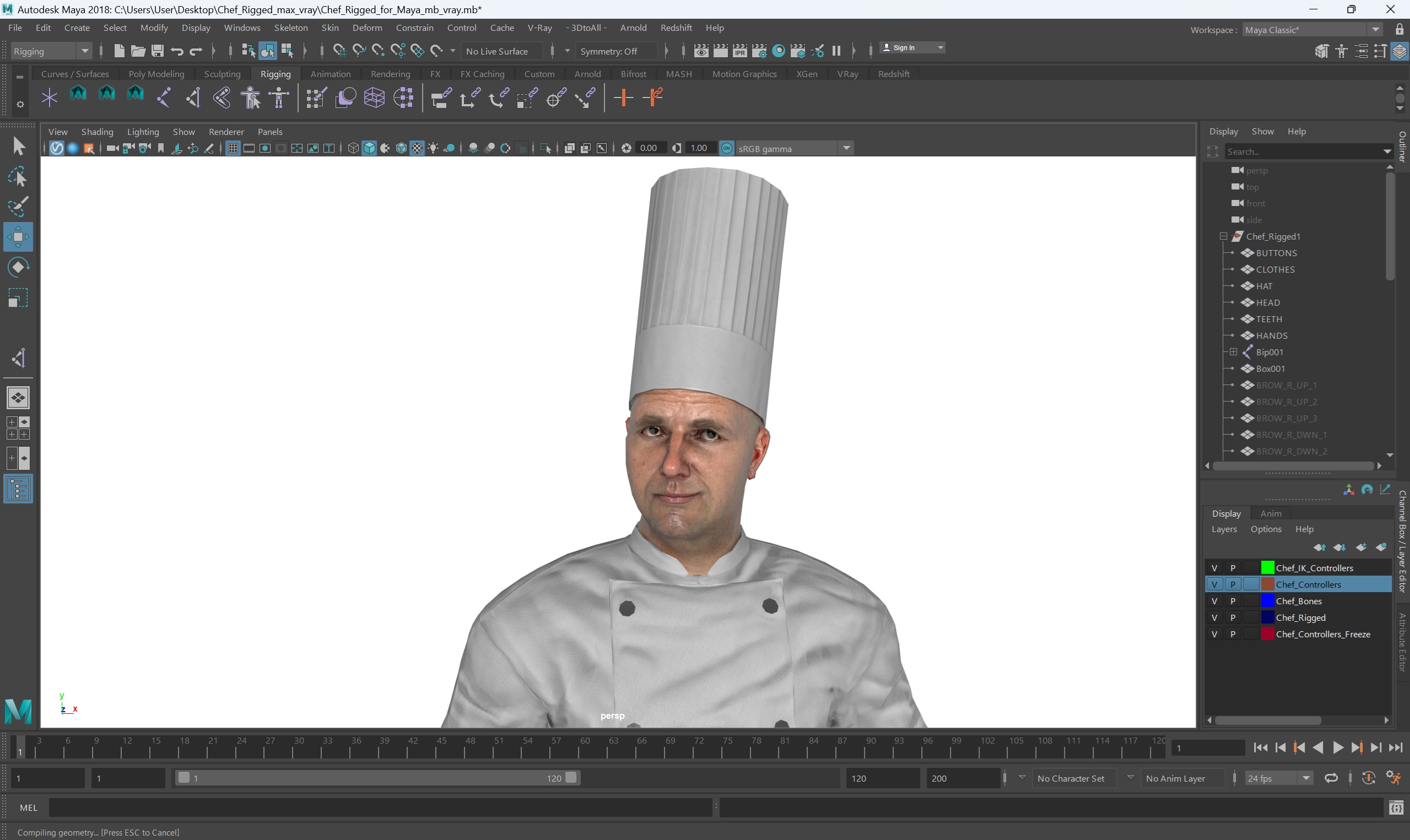 3D model Chef Rigged for Maya