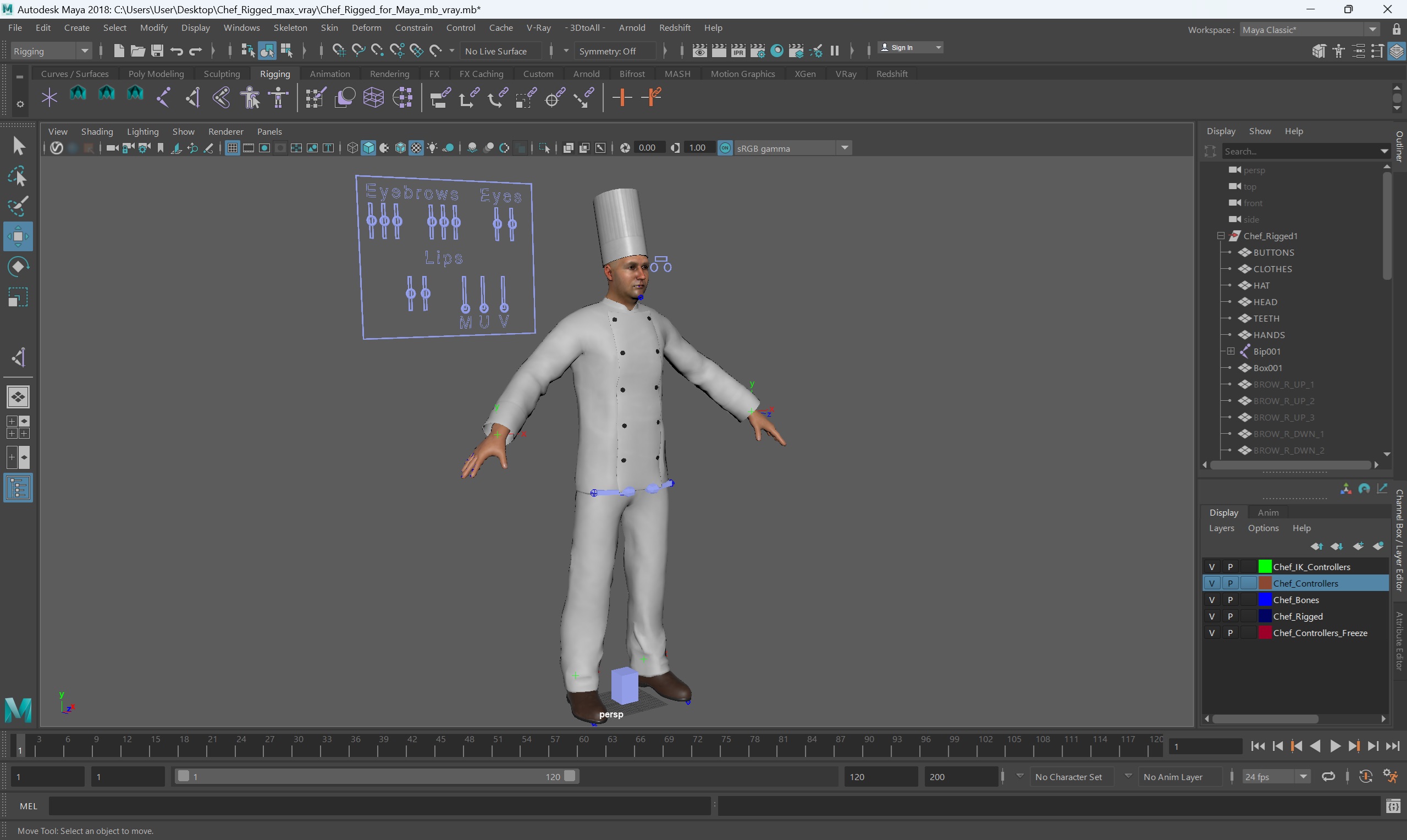 3D model Chef Rigged for Maya