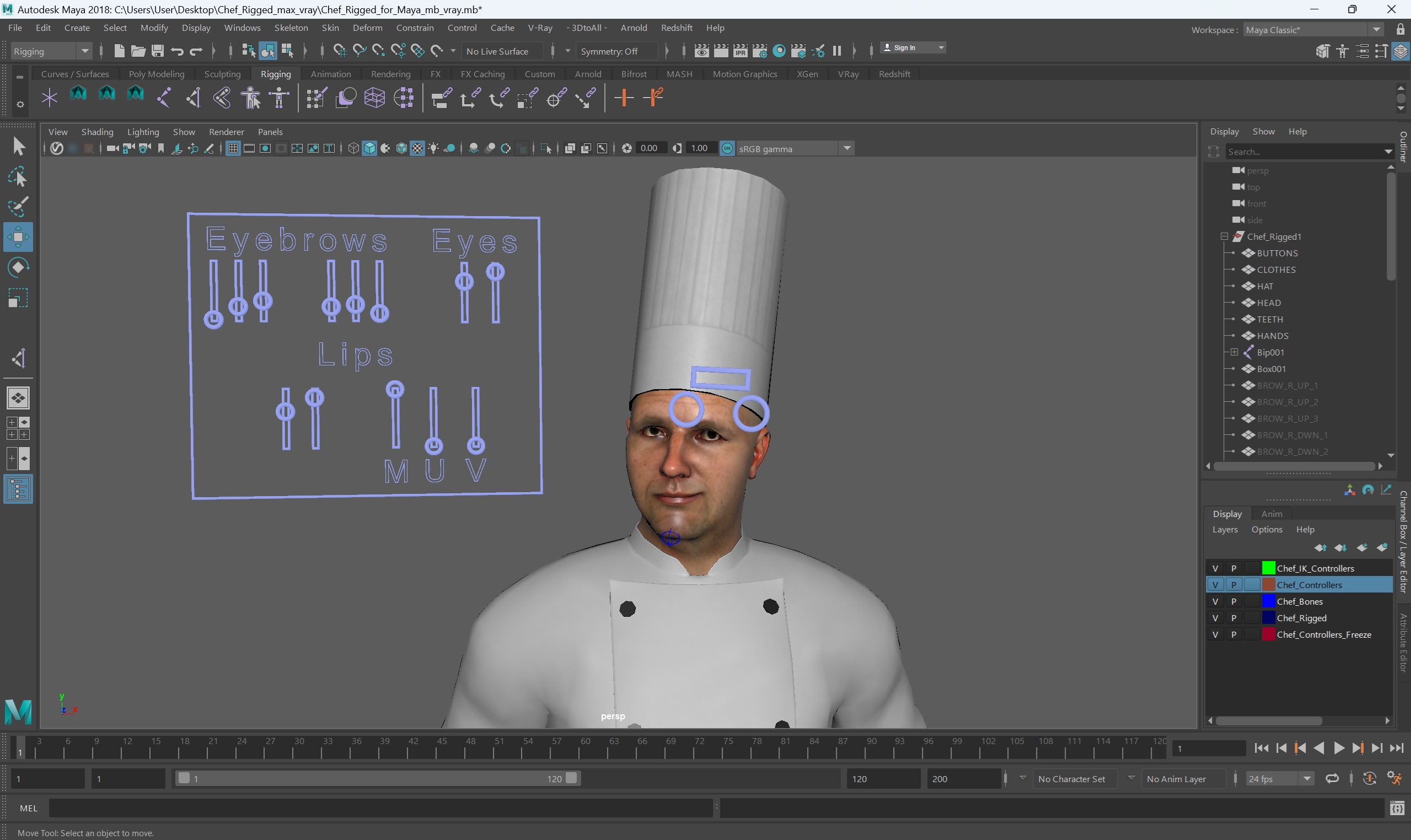 3D model Chef Rigged for Maya