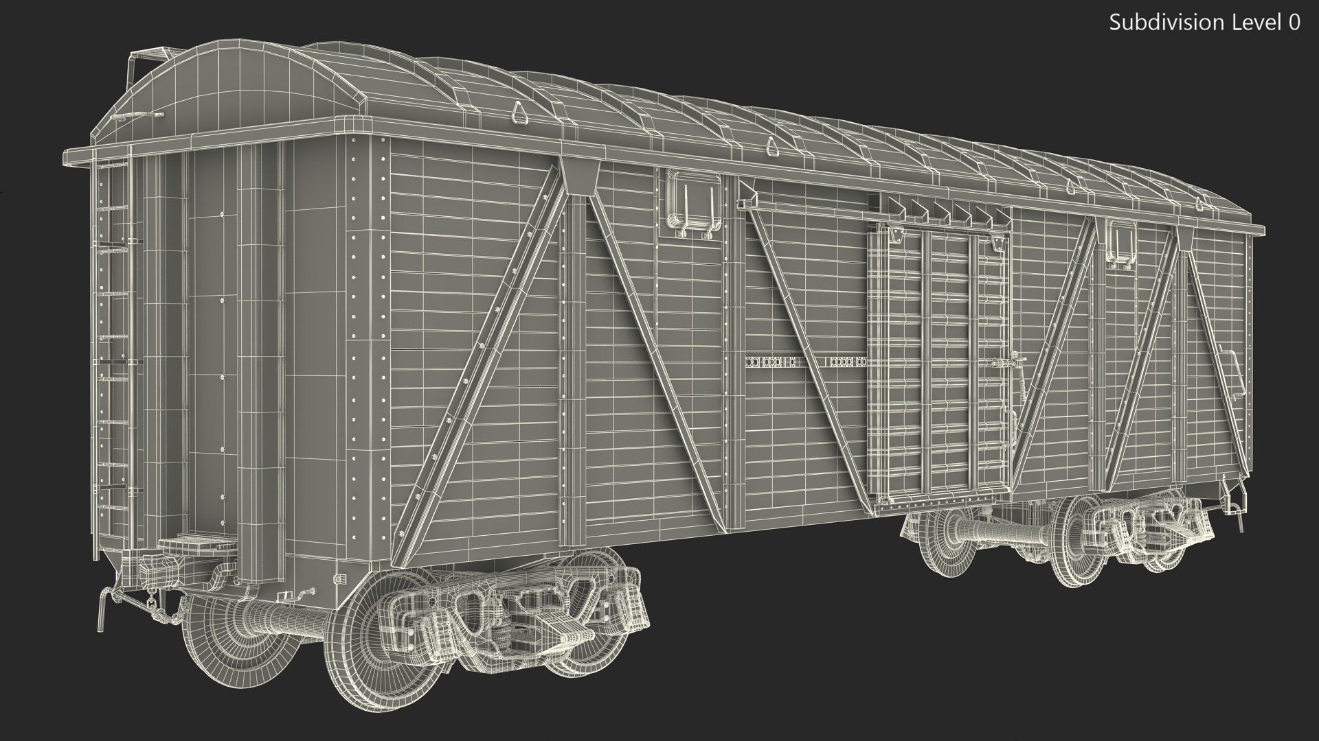 3D model Worn Cargo Wagon Red