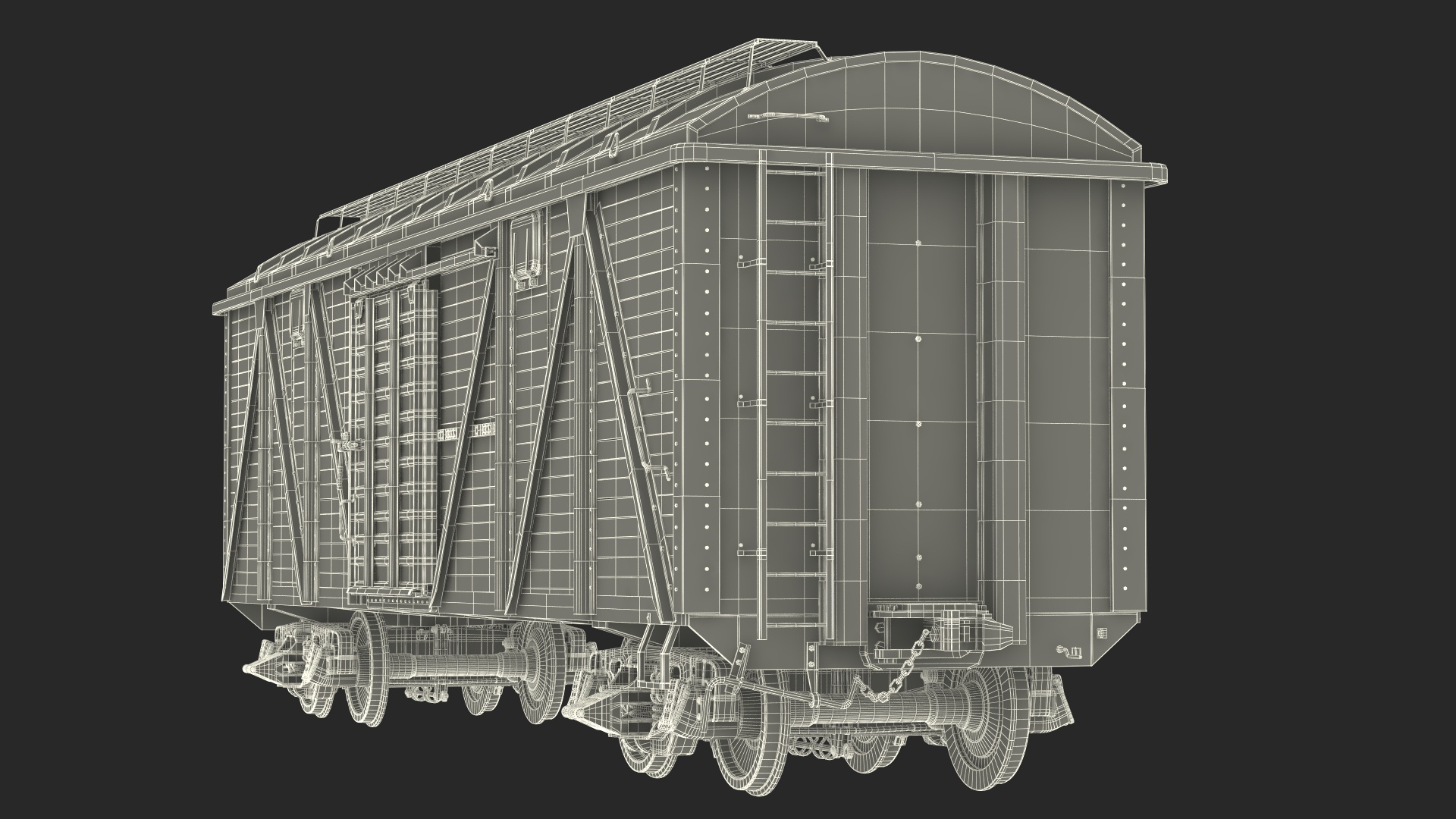 3D model Worn Cargo Wagon Red