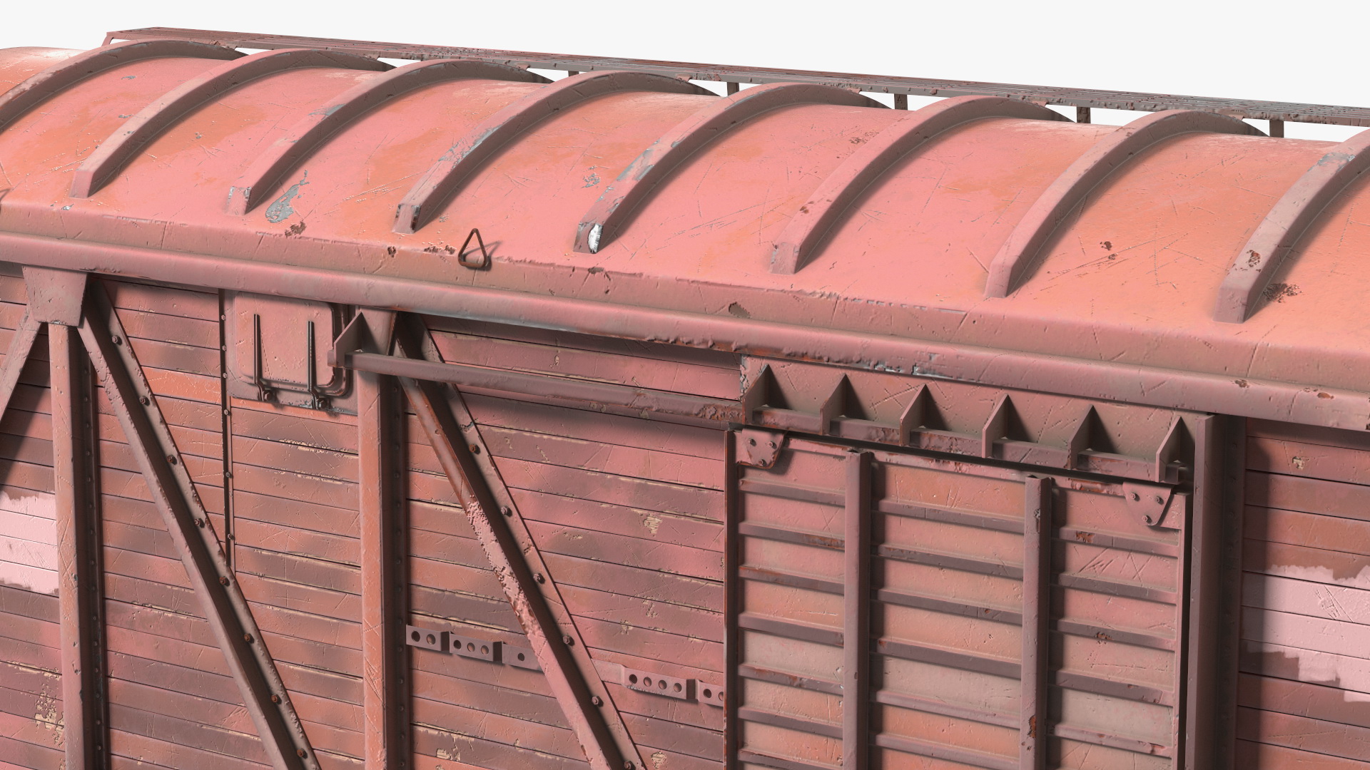 3D model Worn Cargo Wagon Red