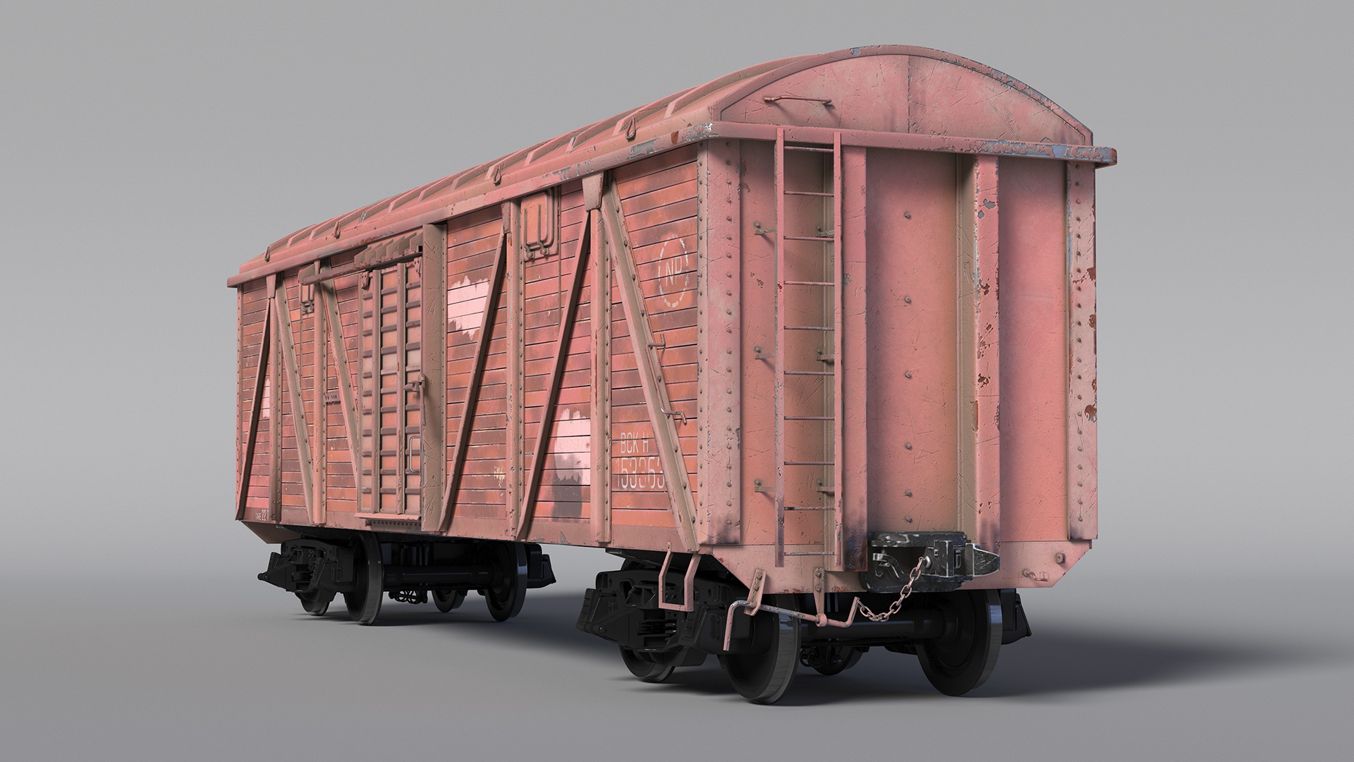 3D model Worn Cargo Wagon Red