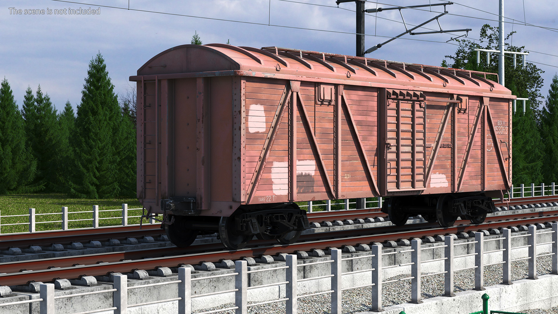 3D model Worn Cargo Wagon Red