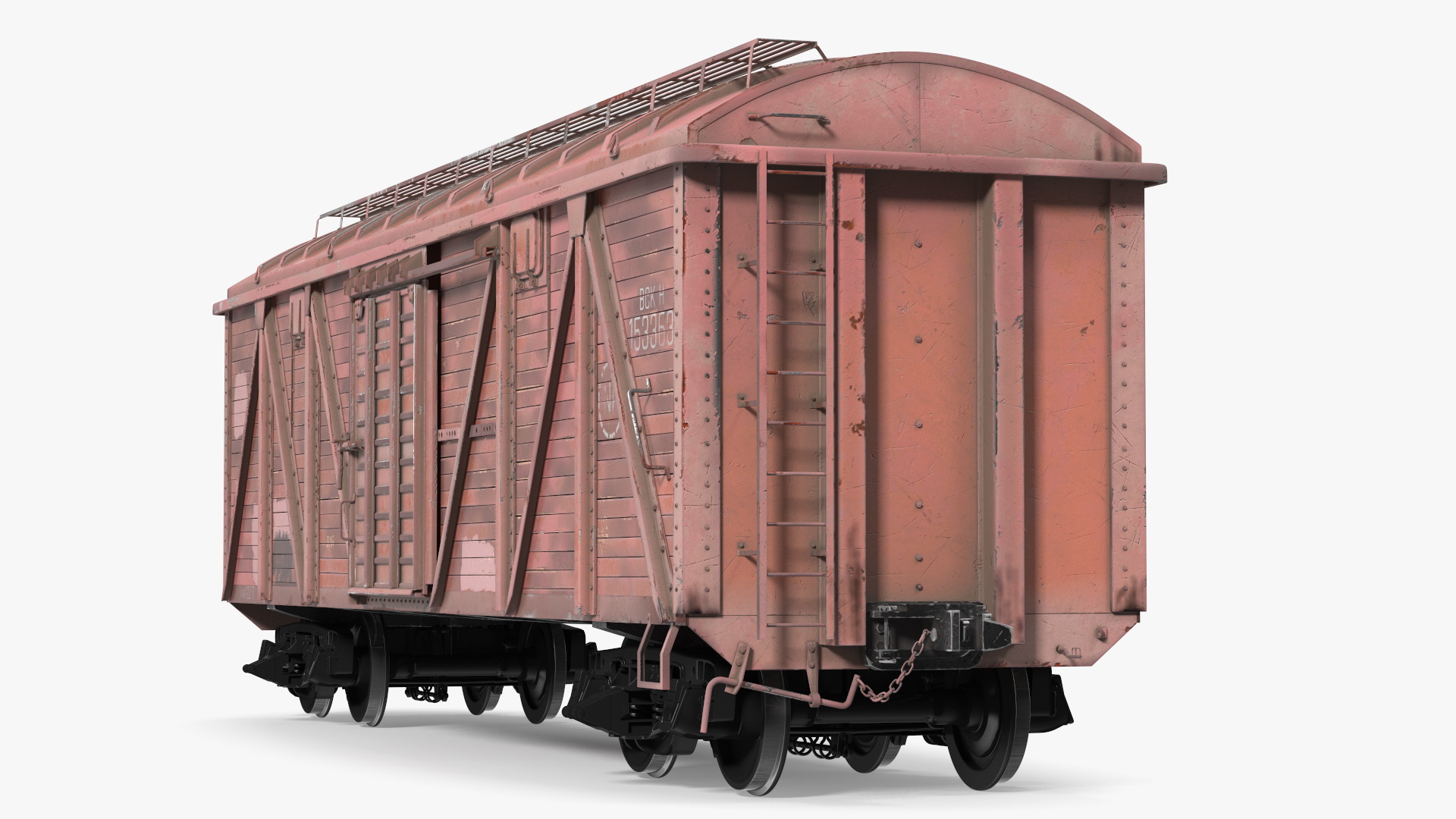 3D model Worn Cargo Wagon Red